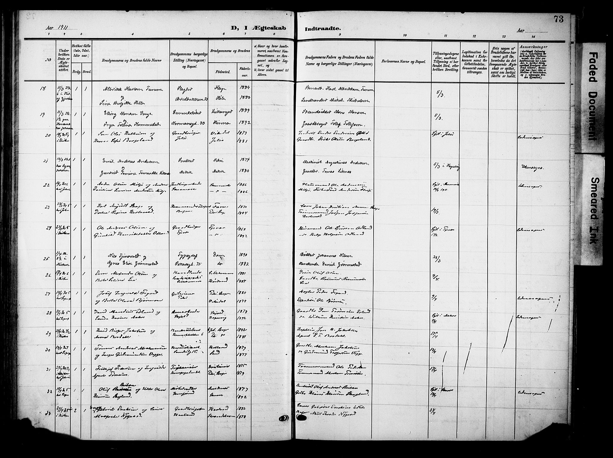 Domkirken sokneprestkontor, AV/SAST-A-101812/001/30/30BB/L0017: Parish register (copy) no. B 17, 1902-1921, p. 73