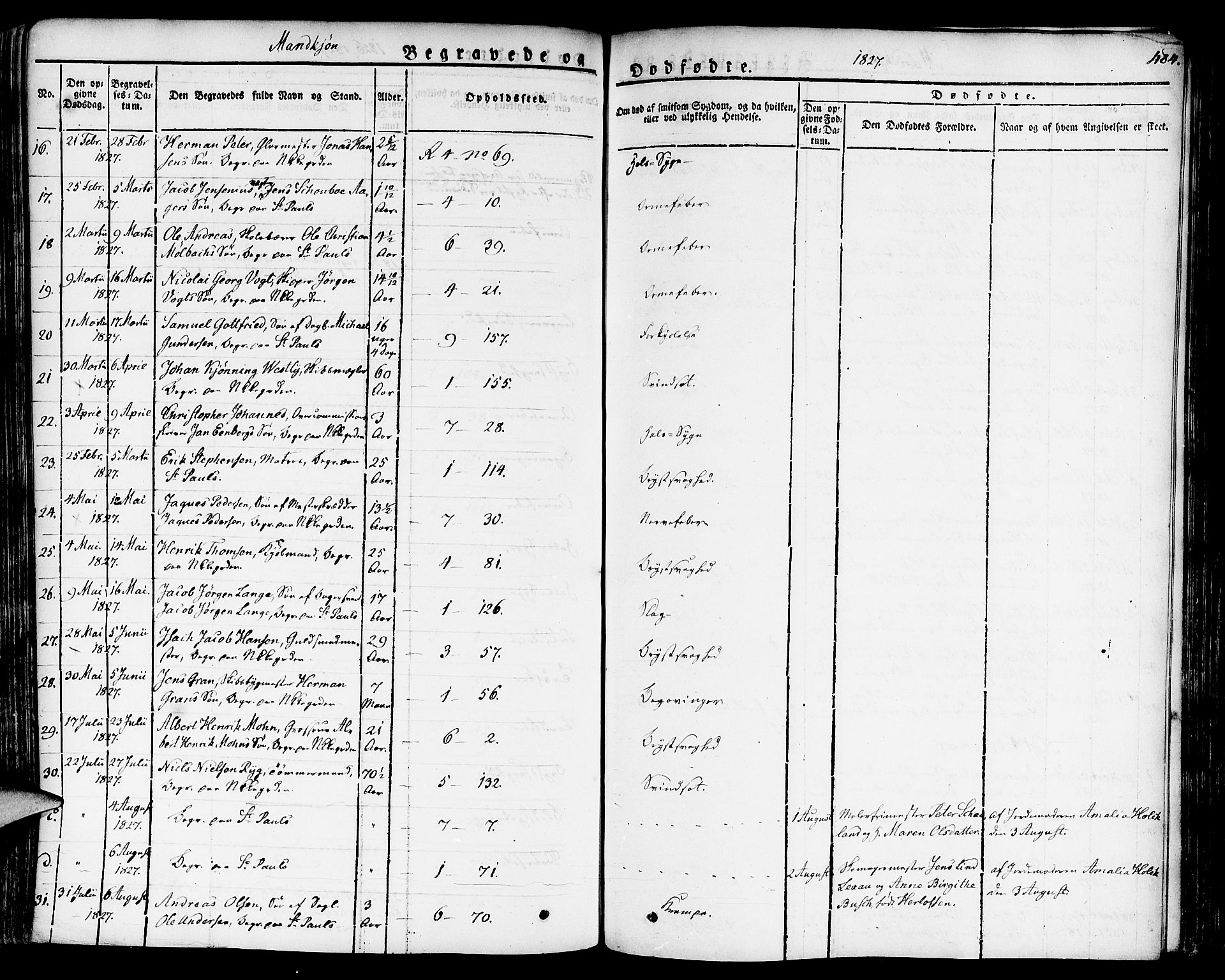 Nykirken Sokneprestembete, SAB/A-77101/H/Haa/L0012: Parish register (official) no. A 12, 1821-1844, p. 484