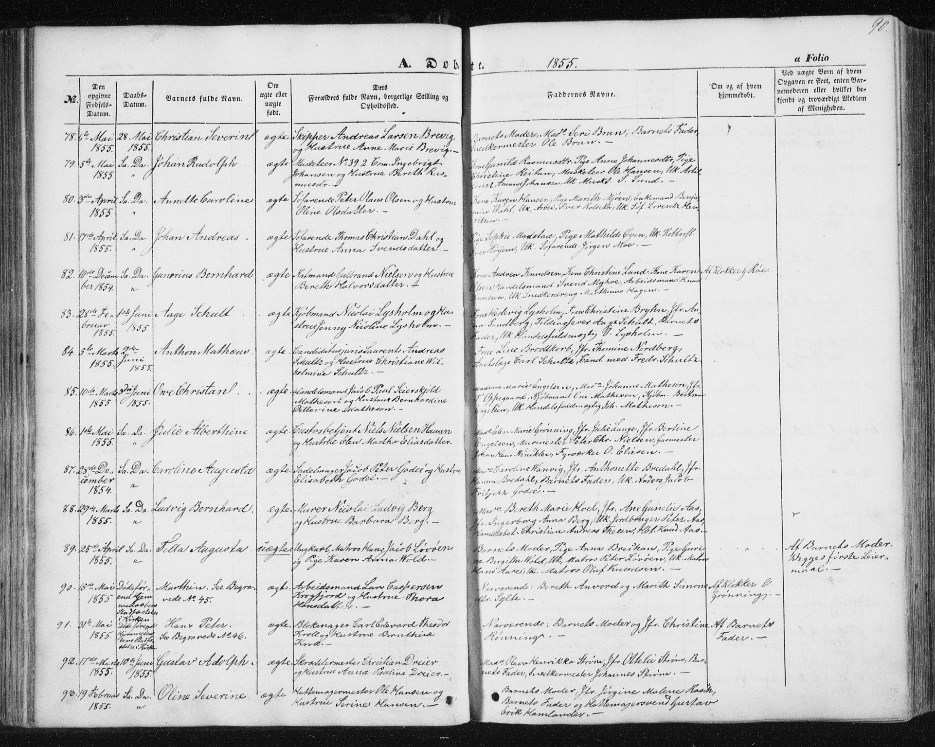 Ministerialprotokoller, klokkerbøker og fødselsregistre - Sør-Trøndelag, SAT/A-1456/602/L0112: Parish register (official) no. 602A10, 1848-1859, p. 90