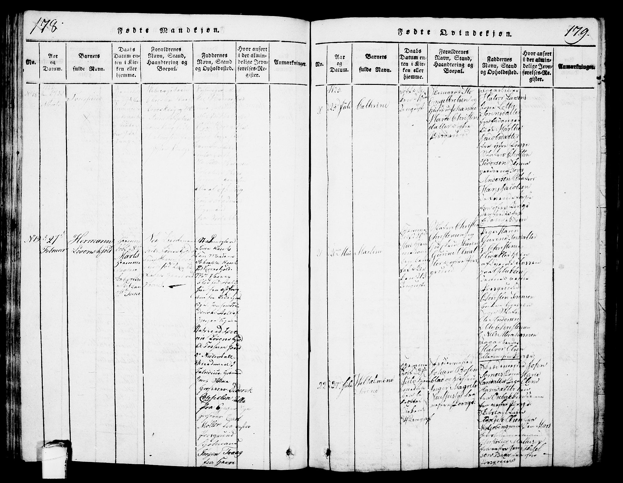 Porsgrunn kirkebøker , AV/SAKO-A-104/G/Gb/L0001: Parish register (copy) no. II 1, 1817-1828, p. 178-179