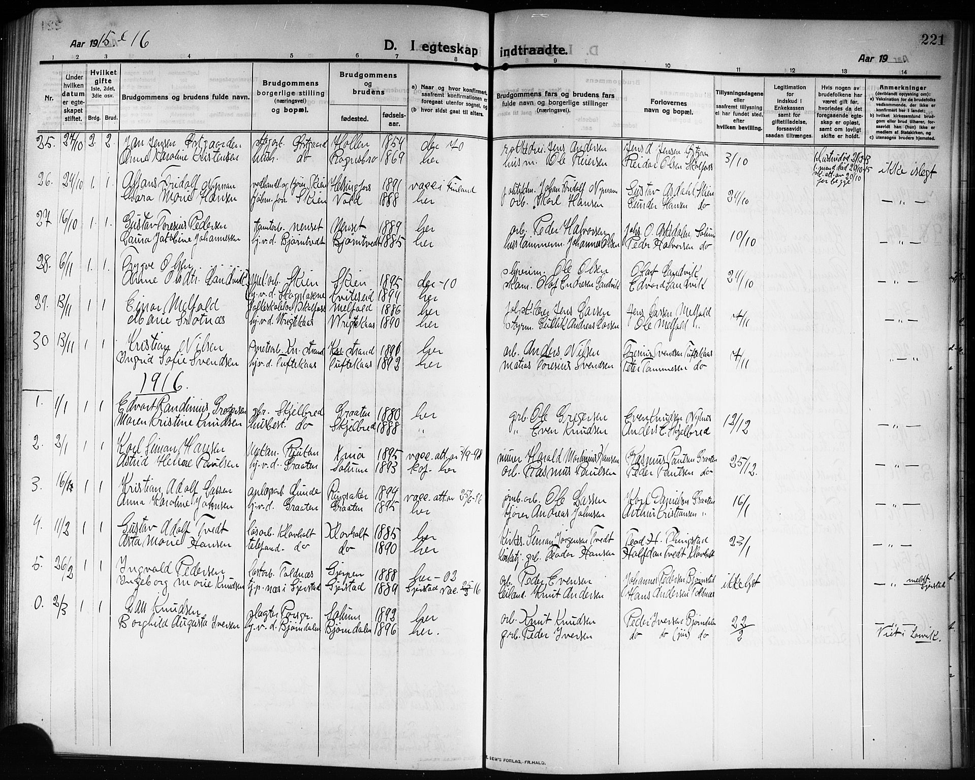 Solum kirkebøker, AV/SAKO-A-306/G/Ga/L0009: Parish register (copy) no. I 9, 1909-1922, p. 221