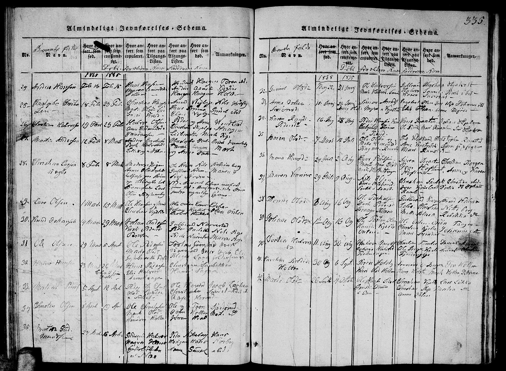 Fet prestekontor Kirkebøker, AV/SAO-A-10370a/G/Ga/L0001: Parish register (copy) no. I 1, 1815-1842, p. 335