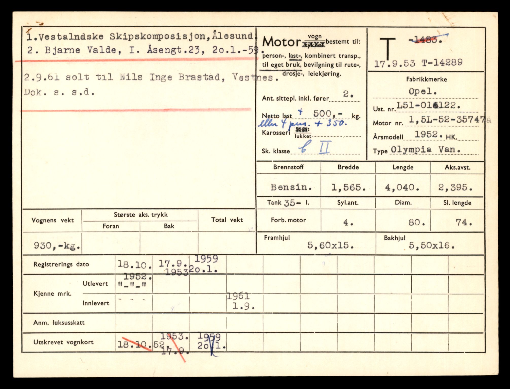 Møre og Romsdal vegkontor - Ålesund trafikkstasjon, SAT/A-4099/F/Fe/L0044: Registreringskort for kjøretøy T 14205 - T 14319, 1927-1998, p. 2479