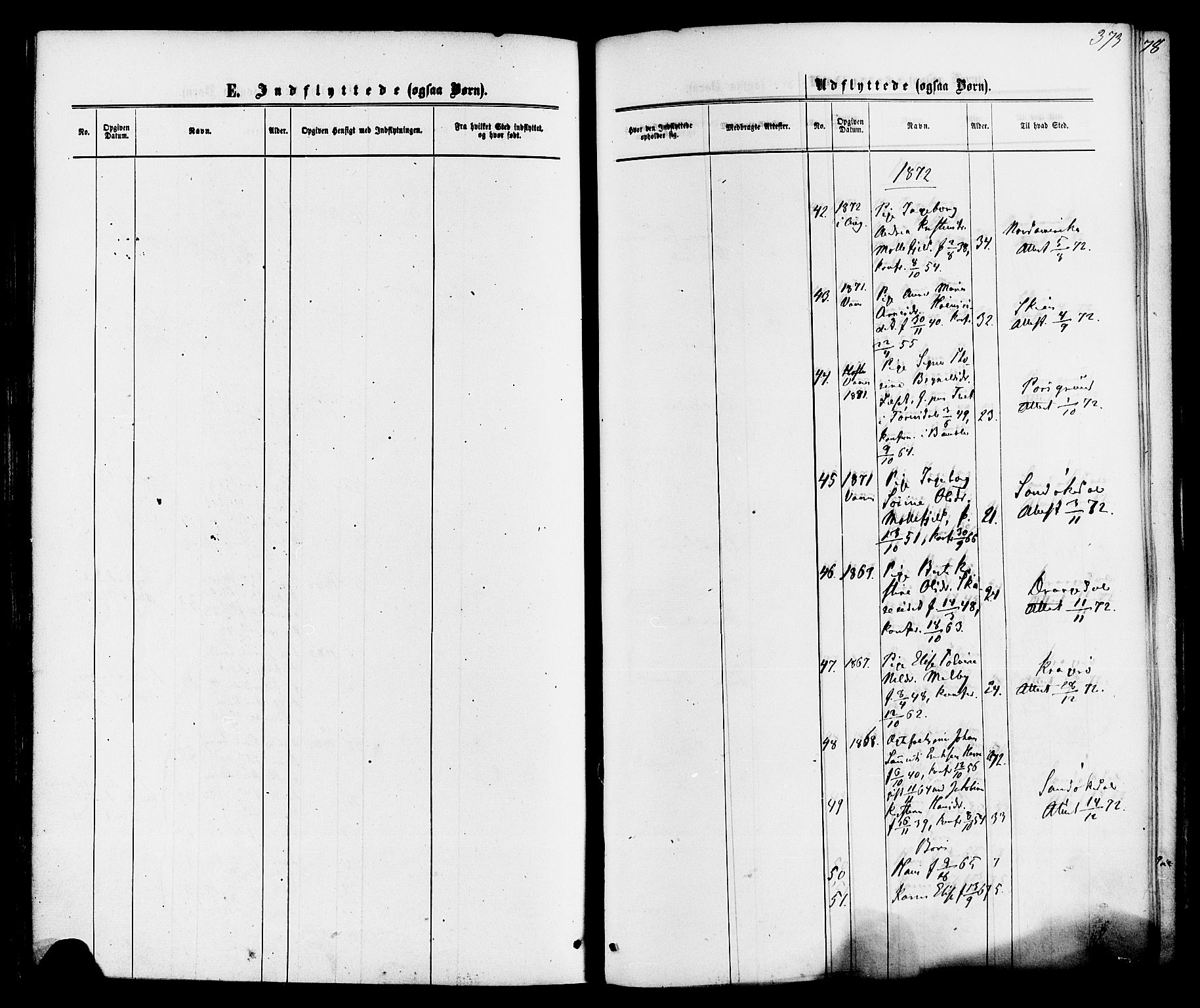 Bamble kirkebøker, SAKO/A-253/F/Fa/L0006: Parish register (official) no. I 6, 1869-1877, p. 373