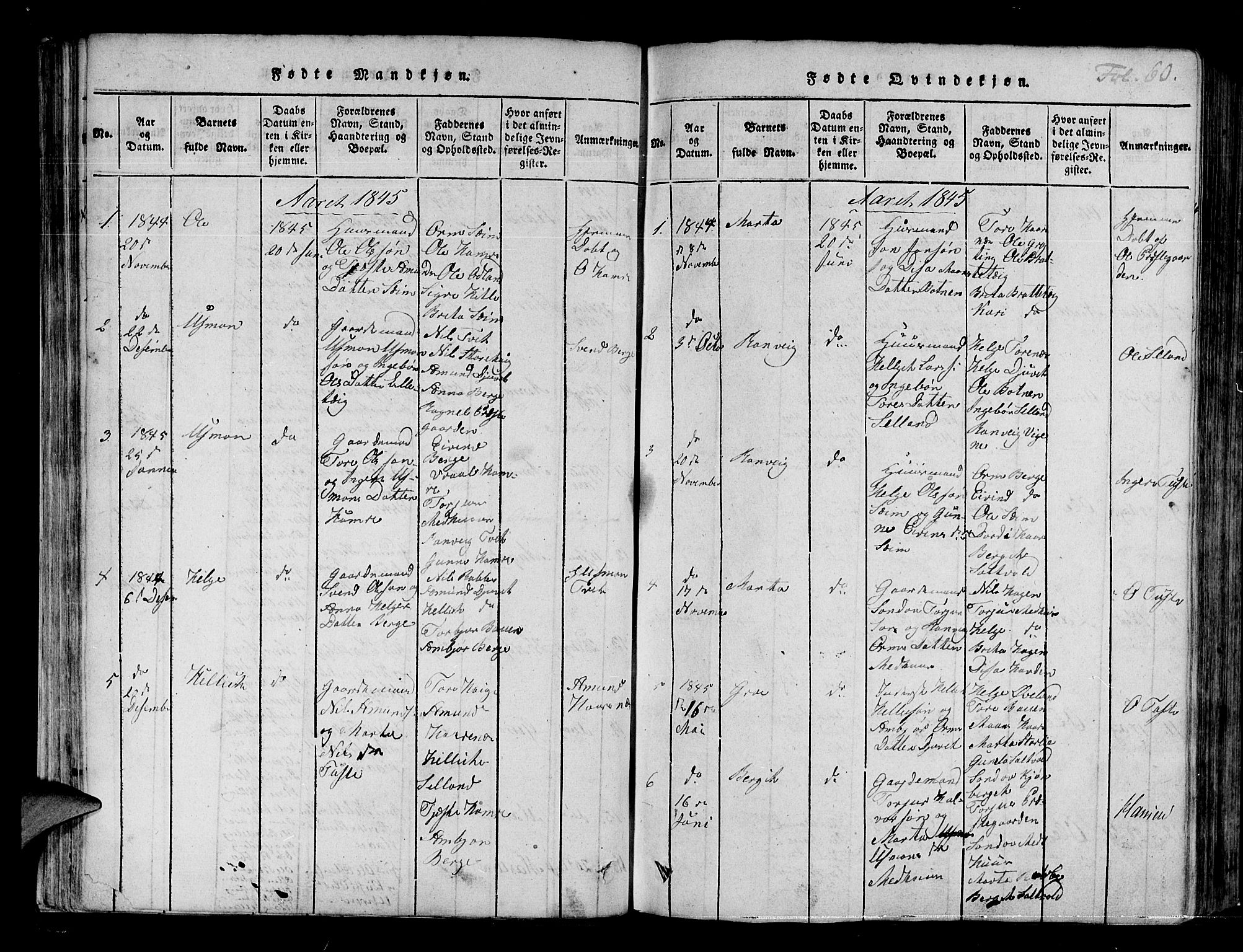 Røldal sokneprestembete, SAB/A-100247: Parish register (official) no. A 2, 1817-1856, p. 60