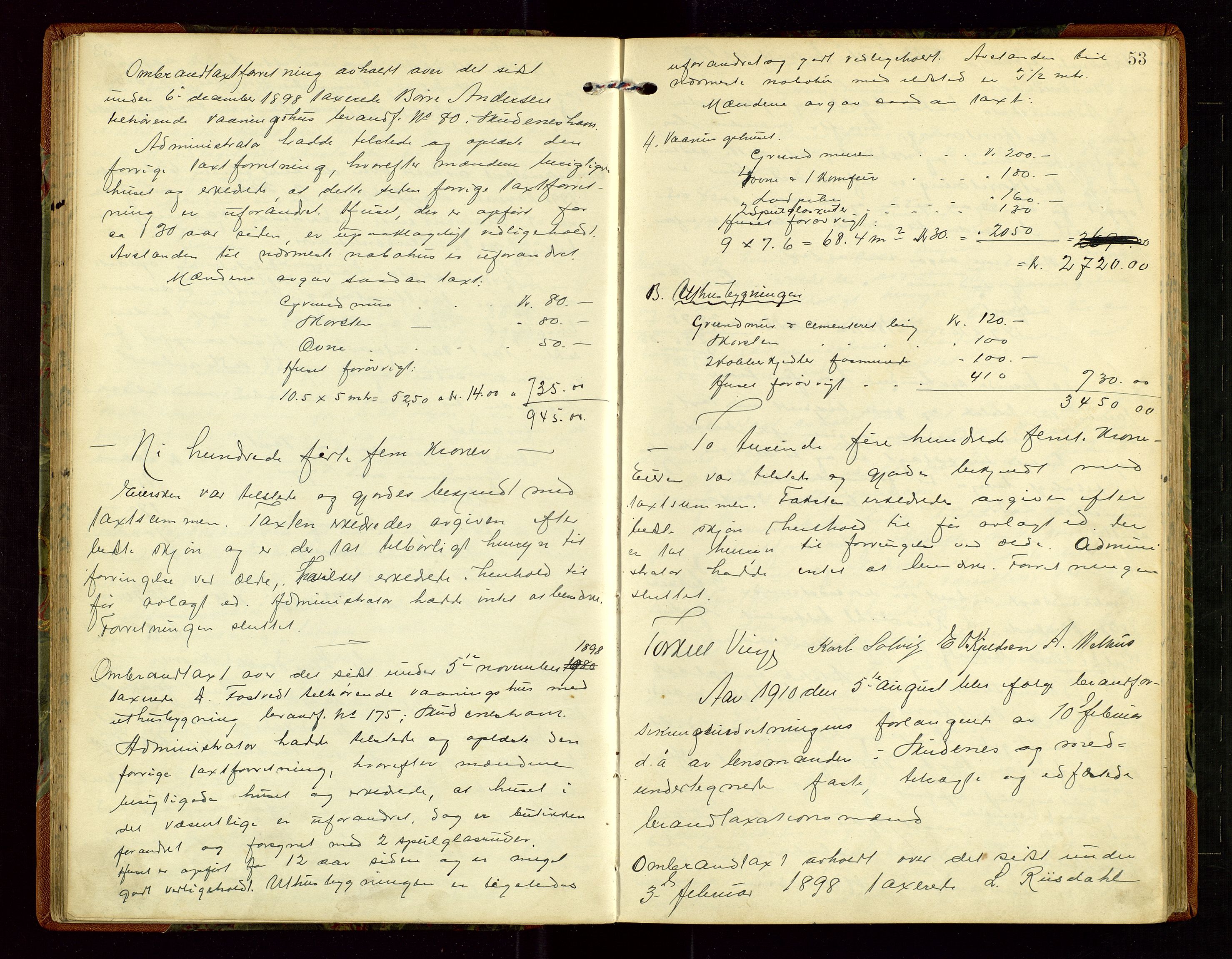 Skudenes lensmannskontor, AV/SAST-A-100444/Goa/L0004: Branntakstprotokoll, 1903-1917, p. 52b-53a