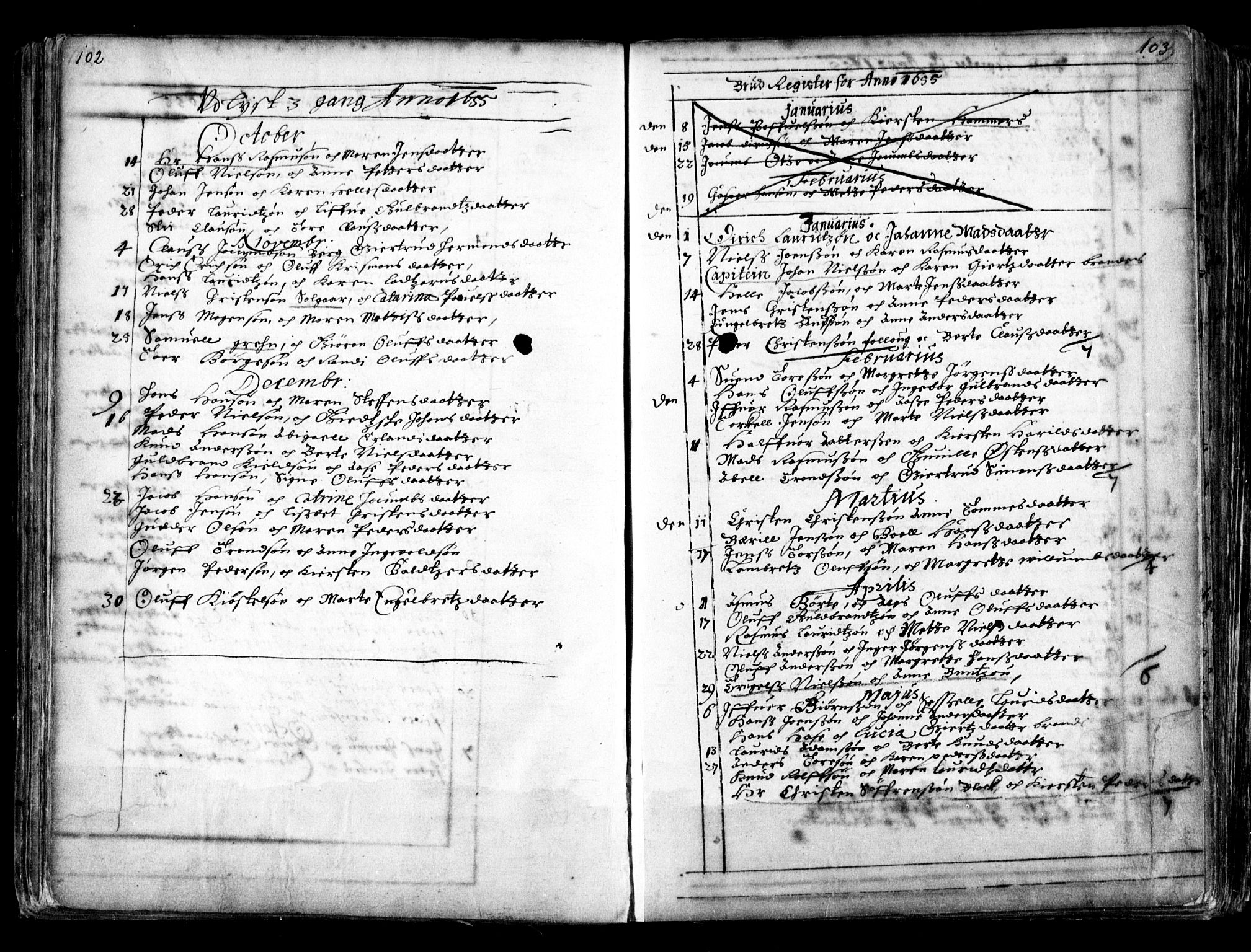 Oslo domkirke Kirkebøker, AV/SAO-A-10752/F/Fa/L0001: Parish register (official) no. 1, 1648-1704, p. 102-103