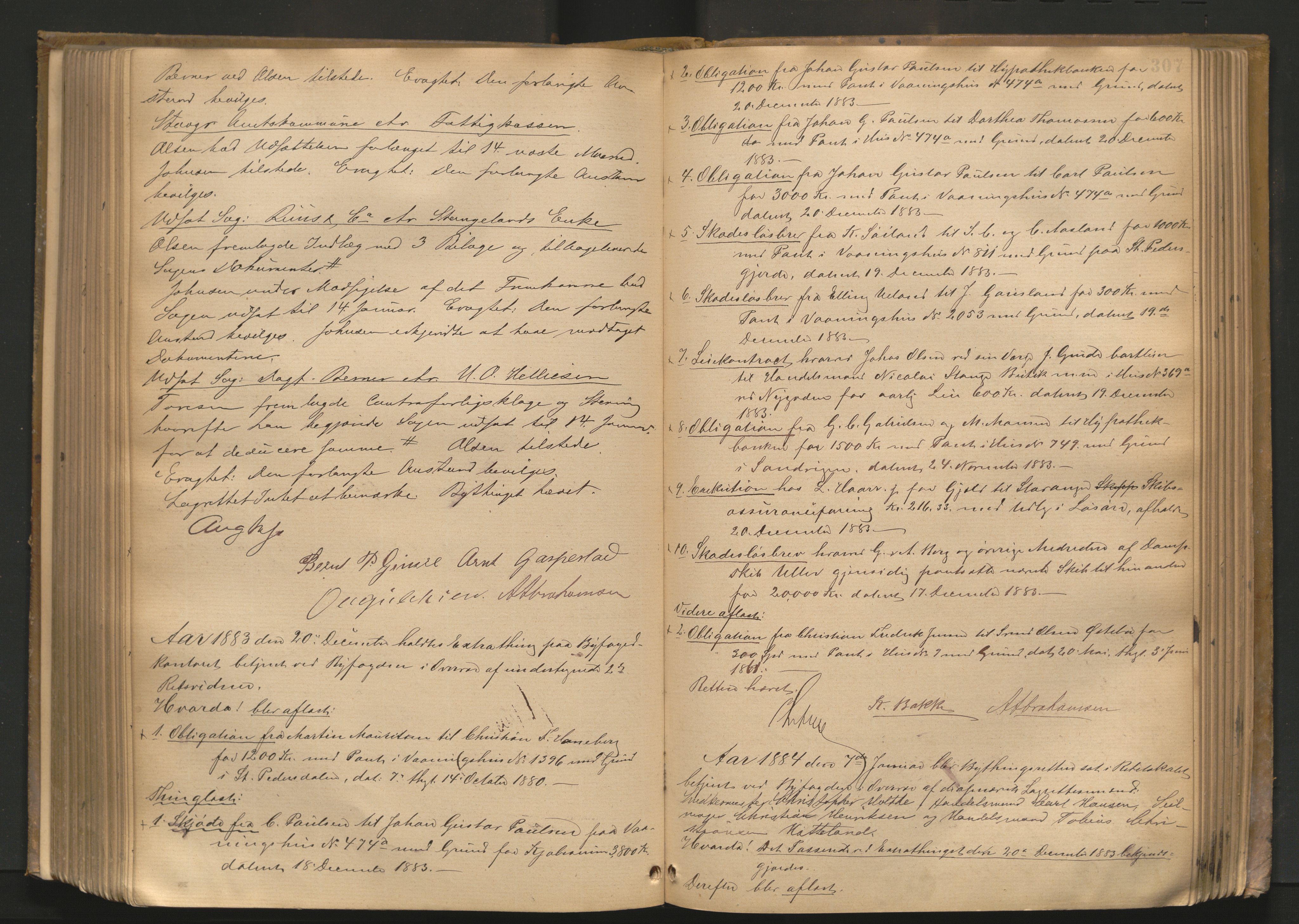 Stavanger byfogd, AV/SAST-A-101408/001/3/30/30BA/L0062: Bytingprotkoll, 1881-1885, p. 306b-307a