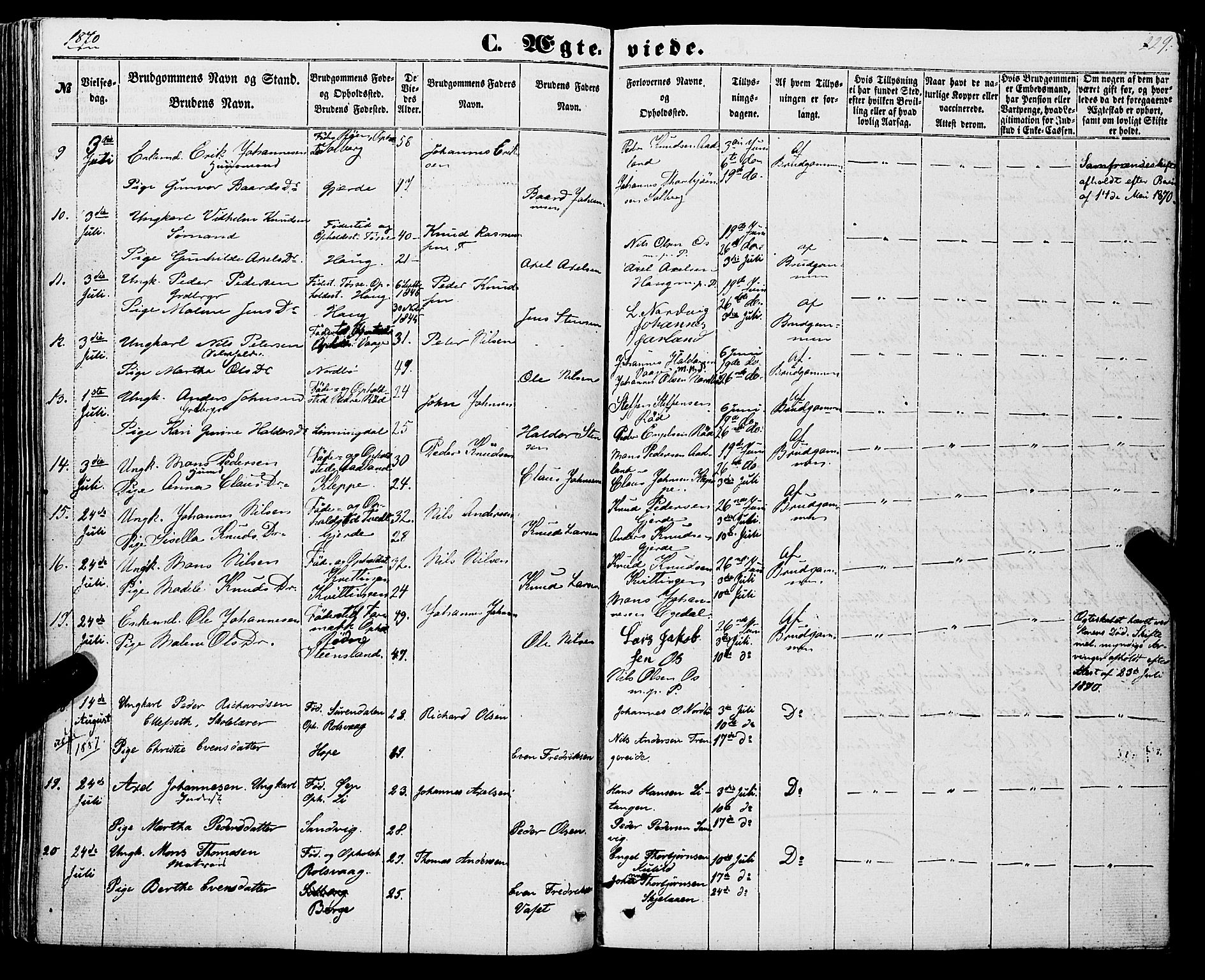 Os sokneprestembete, AV/SAB-A-99929: Parish register (official) no. A 17, 1860-1873, p. 229