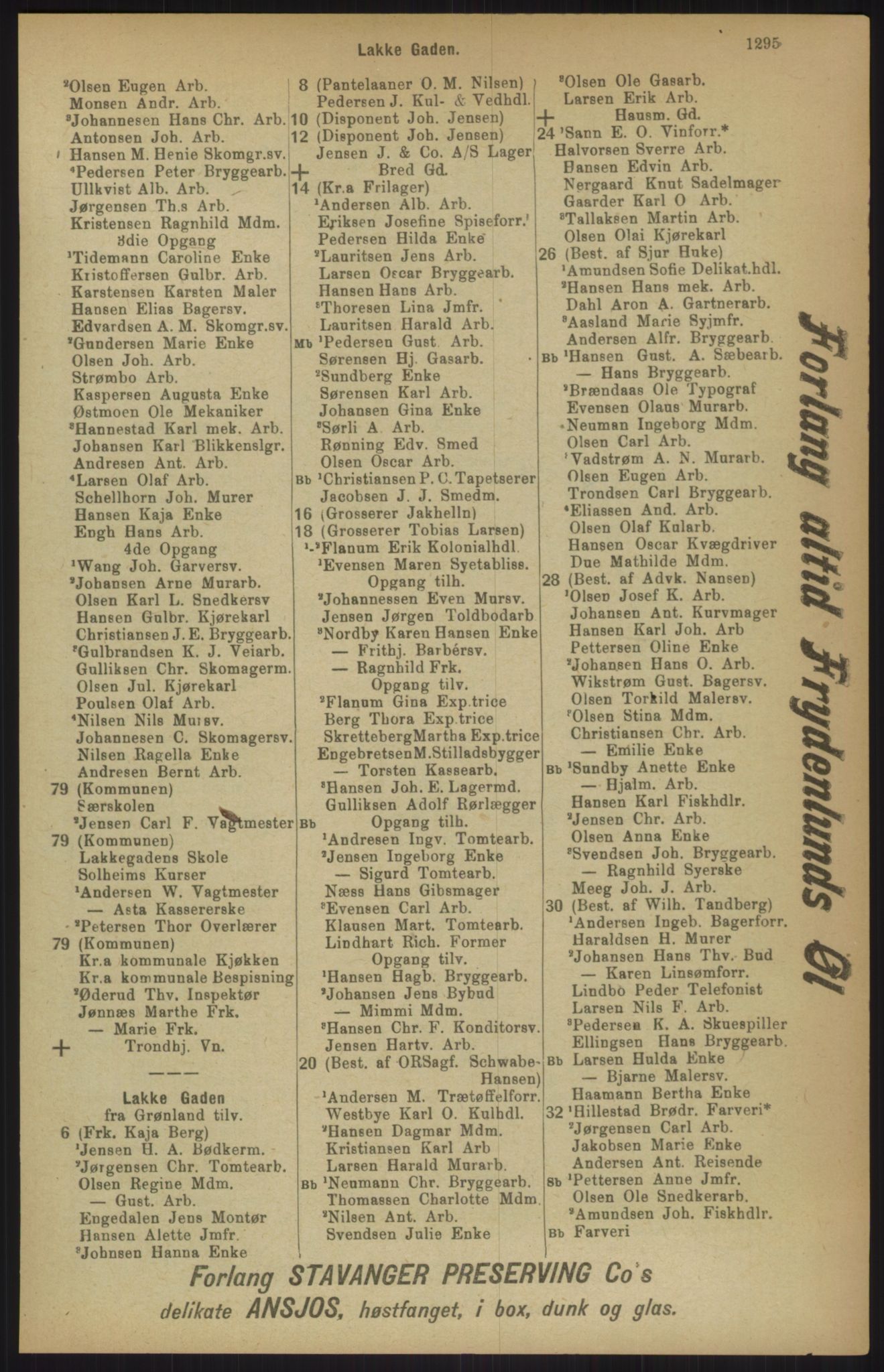 Kristiania/Oslo adressebok, PUBL/-, 1911, p. 1295