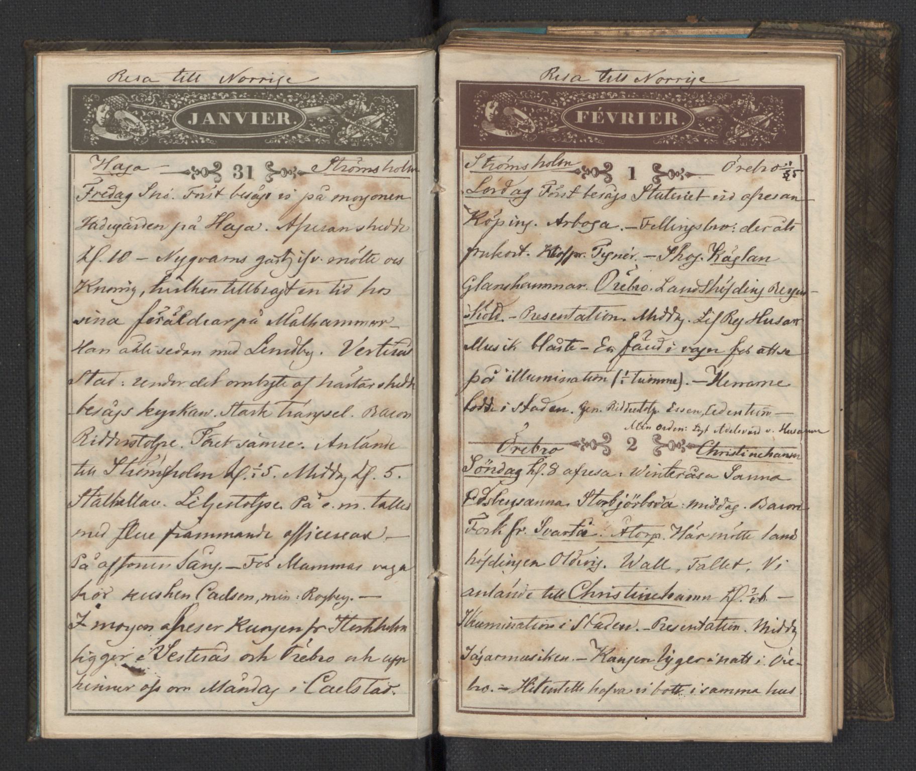 Bernadotte, RA/PA-0318/F/L0001/0002: Privat materiale fra Bernadottefamilien / Dagbok, 1845, p. 14