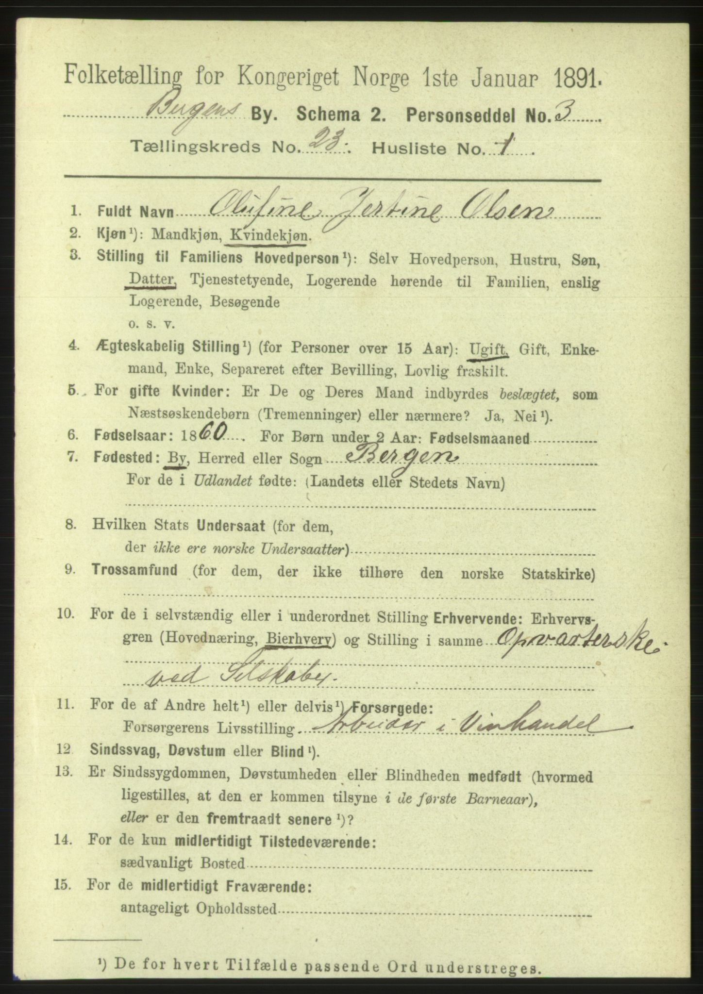 RA, 1891 Census for 1301 Bergen, 1891, p. 31297