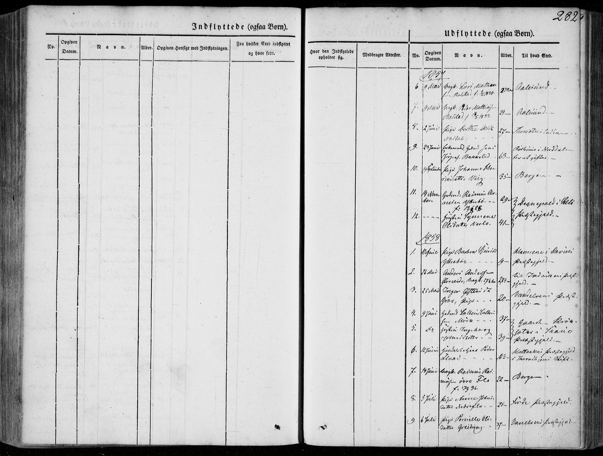 Stryn Sokneprestembete, SAB/A-82501: Parish register (official) no. A 2, 1844-1861, p. 282