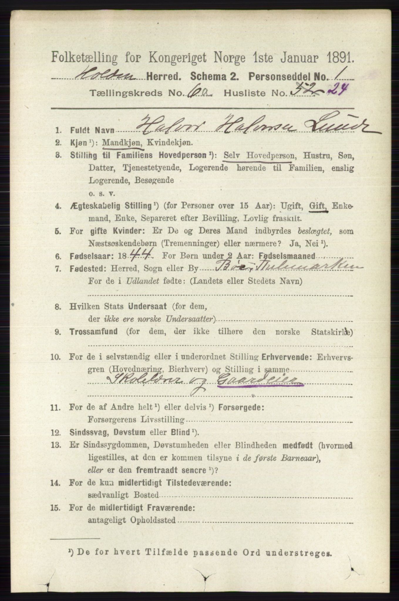 RA, 1891 census for 0819 Holla, 1891, p. 3001