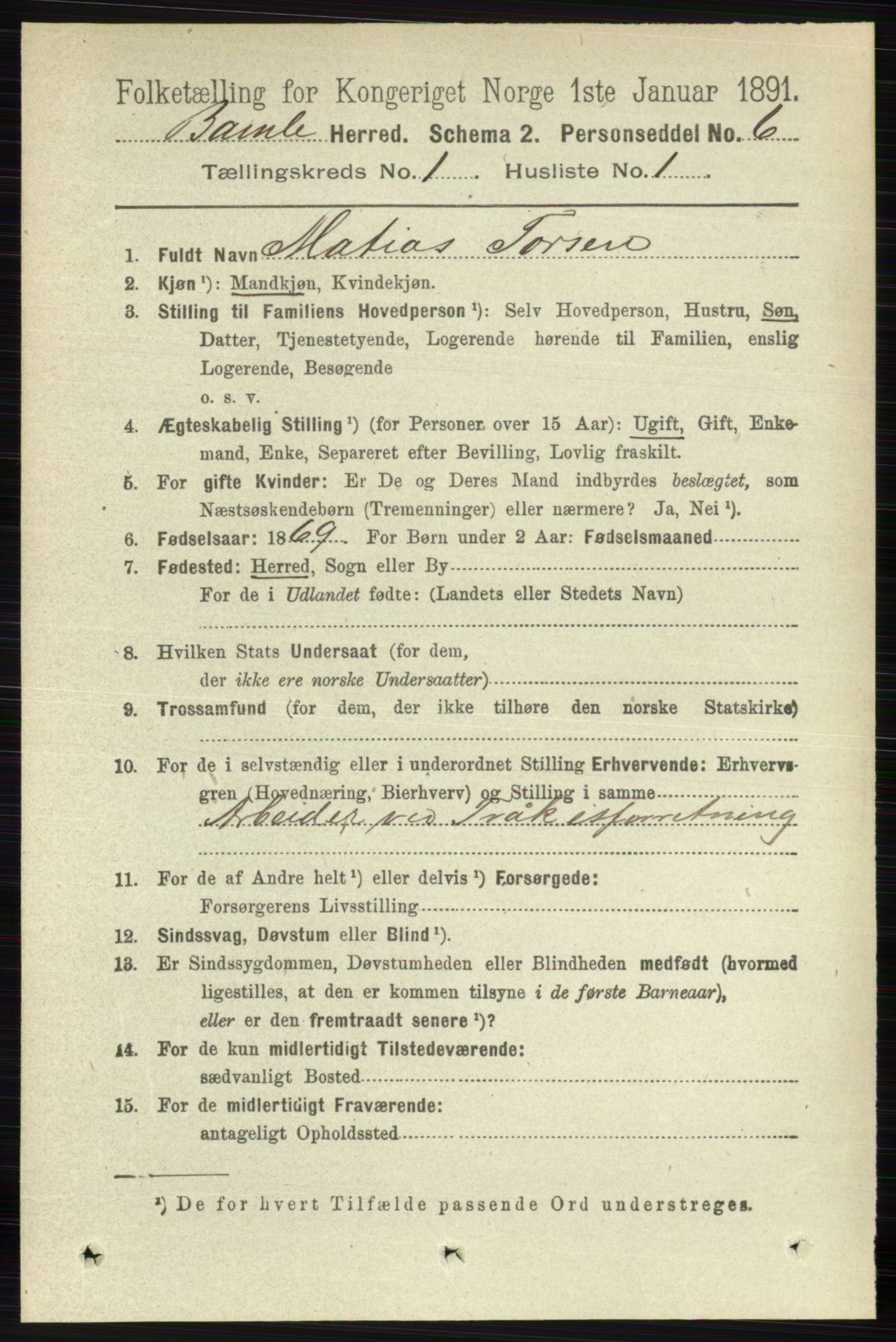 RA, 1891 census for 0814 Bamble, 1891, p. 146