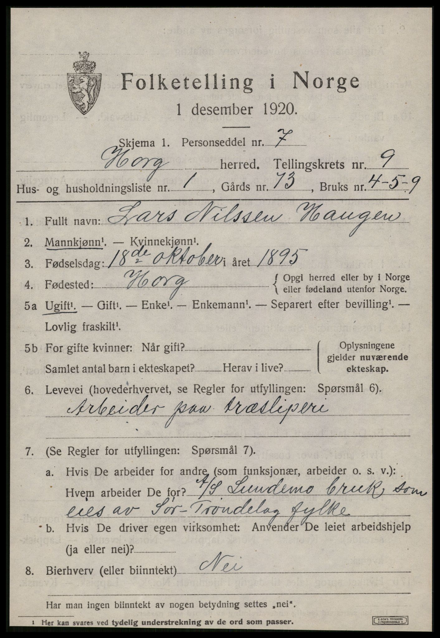 SAT, 1920 census for Horg, 1920, p. 5362