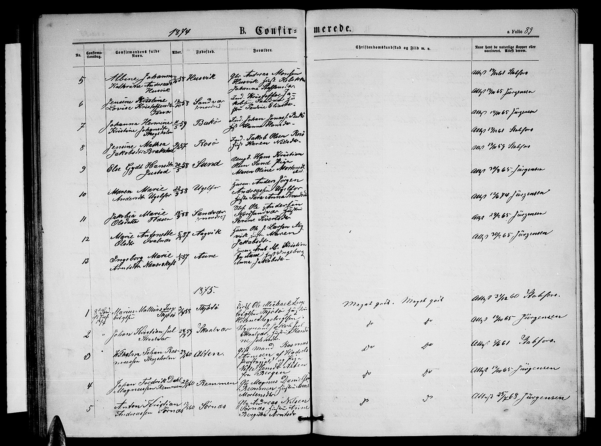 Ministerialprotokoller, klokkerbøker og fødselsregistre - Nordland, SAT/A-1459/817/L0267: Parish register (copy) no. 817C02, 1870-1883, p. 89