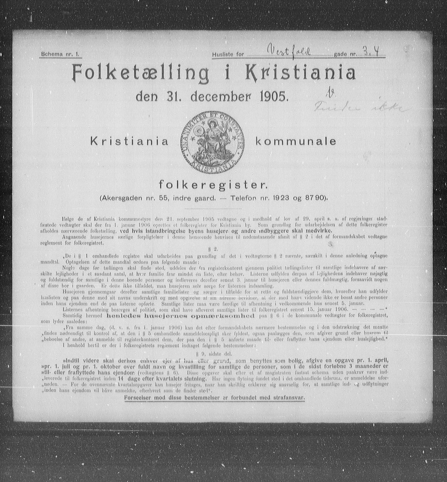 OBA, Municipal Census 1905 for Kristiania, 1905, p. 64375