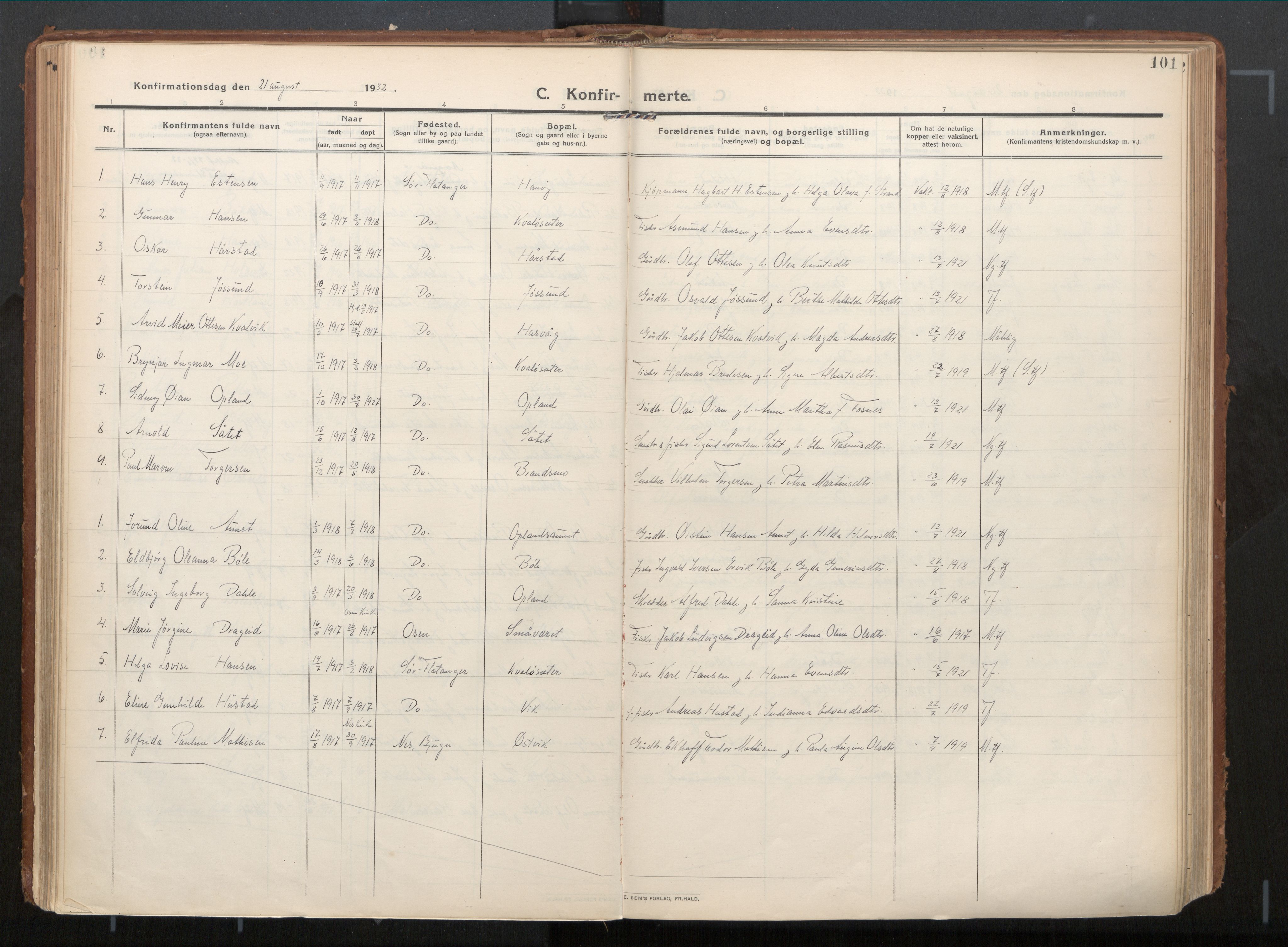 Ministerialprotokoller, klokkerbøker og fødselsregistre - Nord-Trøndelag, AV/SAT-A-1458/771/L0598: Parish register (official) no. 771A05, 1911-1937, p. 101