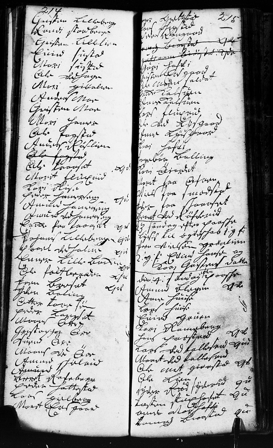 Fåberg prestekontor, SAH/PREST-086/H/Ha/Hab/L0002: Parish register (copy) no. 2, 1741-1756, p. 214-215