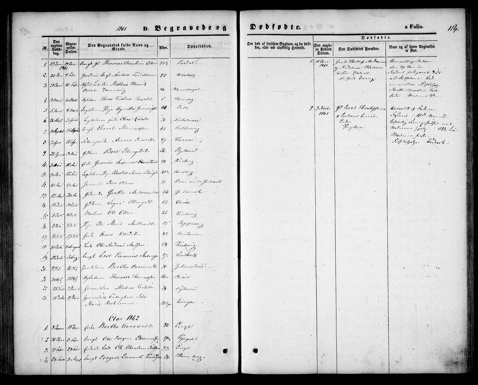 Hommedal sokneprestkontor, SAK/1111-0023/F/Fa/Faa/L0002: Parish register (official) no. A 2, 1861-1884, p. 114