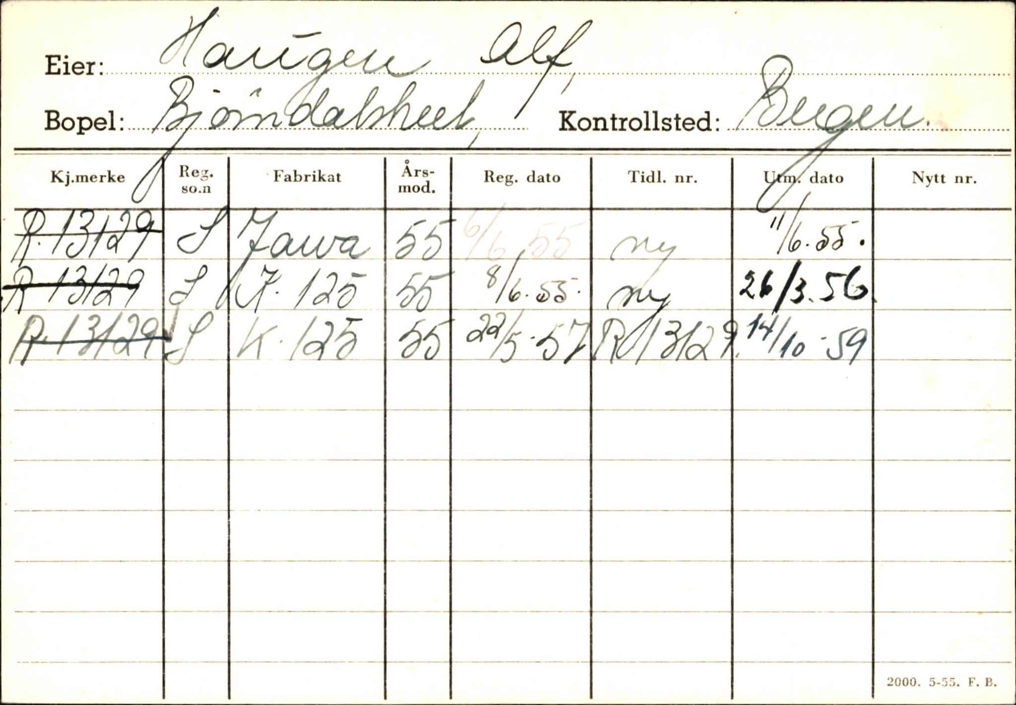 Statens vegvesen, Hordaland vegkontor, AV/SAB-A-5201/2/Ha/L0020: R-eierkort H, 1920-1971, p. 1