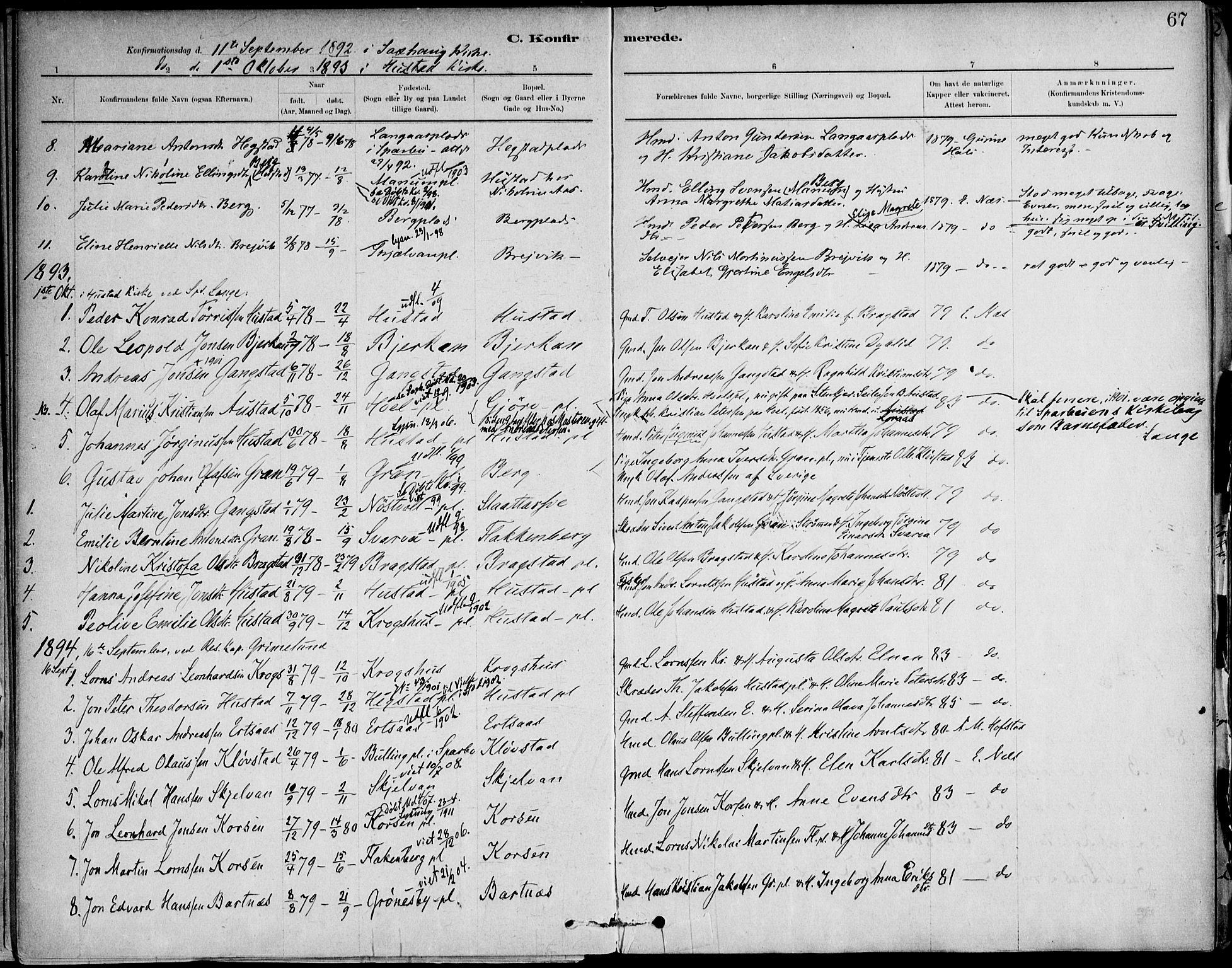 Ministerialprotokoller, klokkerbøker og fødselsregistre - Nord-Trøndelag, SAT/A-1458/732/L0316: Parish register (official) no. 732A01, 1879-1921, p. 67
