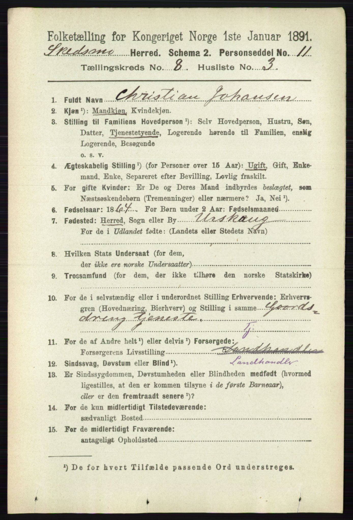 RA, 1891 census for 0231 Skedsmo, 1891, p. 4051