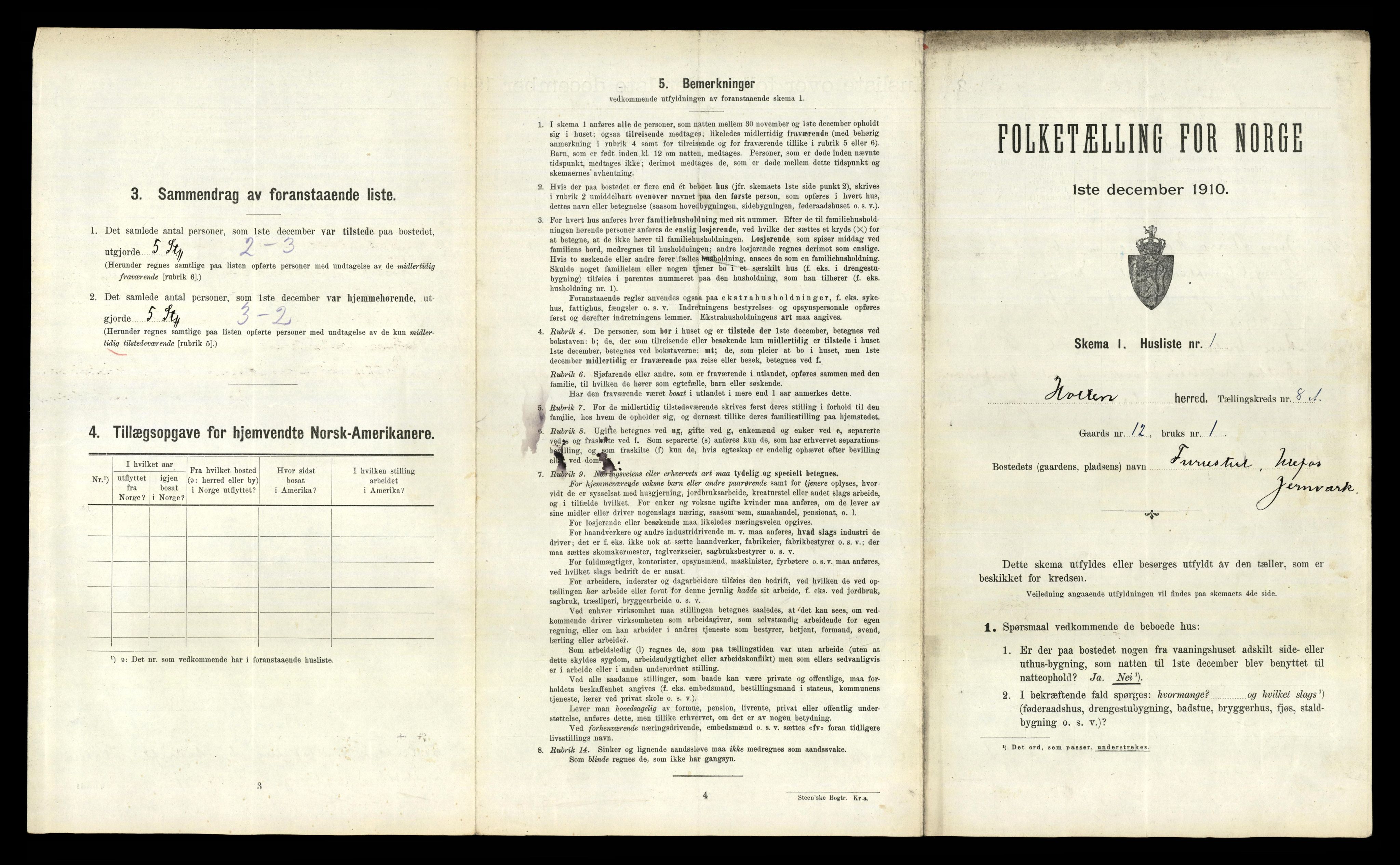 RA, 1910 census for Holla, 1910, p. 831