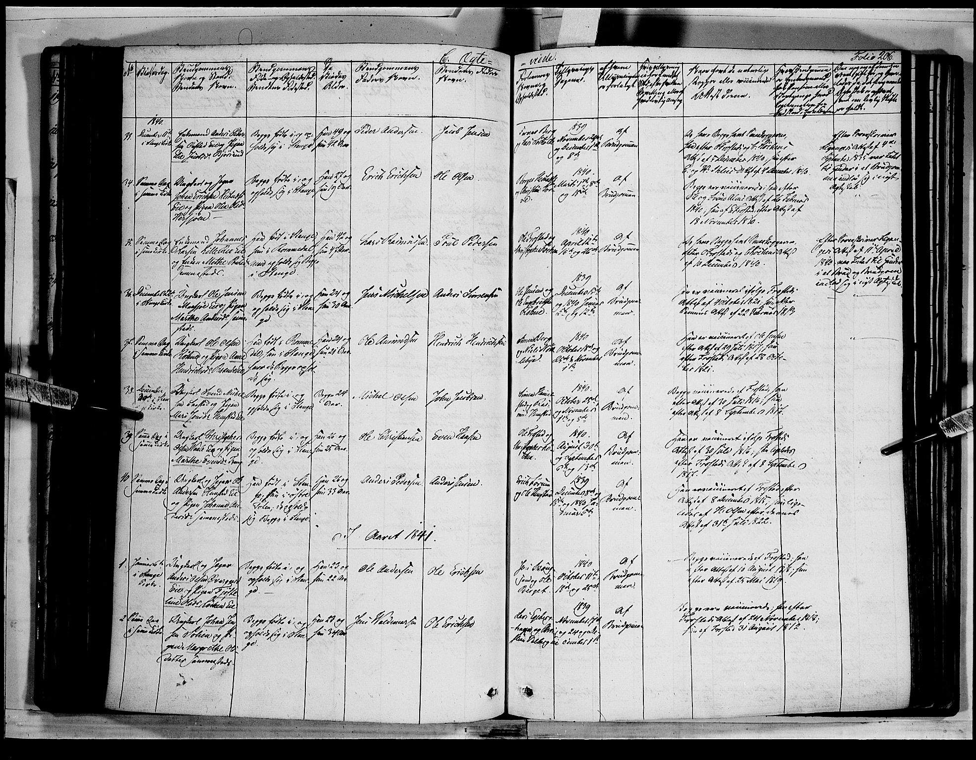 Stange prestekontor, SAH/PREST-002/K/L0010: Parish register (official) no. 10, 1835-1845, p. 206