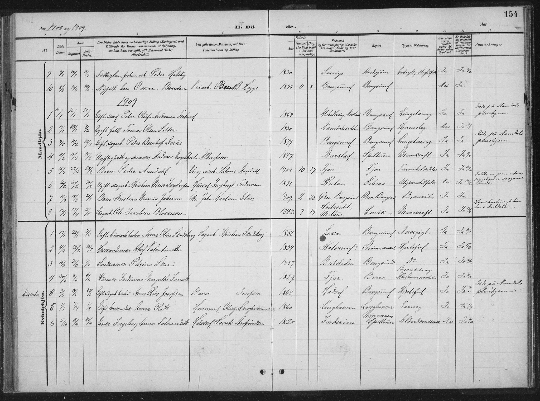 Ministerialprotokoller, klokkerbøker og fødselsregistre - Nord-Trøndelag, AV/SAT-A-1458/770/L0591: Parish register (copy) no. 770C02, 1902-1940, p. 154