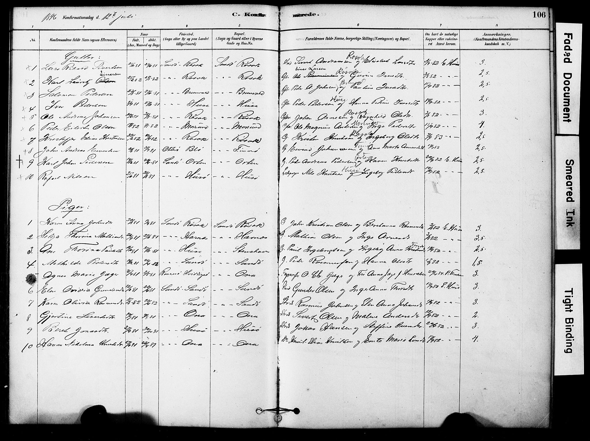 Ministerialprotokoller, klokkerbøker og fødselsregistre - Møre og Romsdal, AV/SAT-A-1454/561/L0729: Parish register (official) no. 561A03, 1878-1900, p. 106