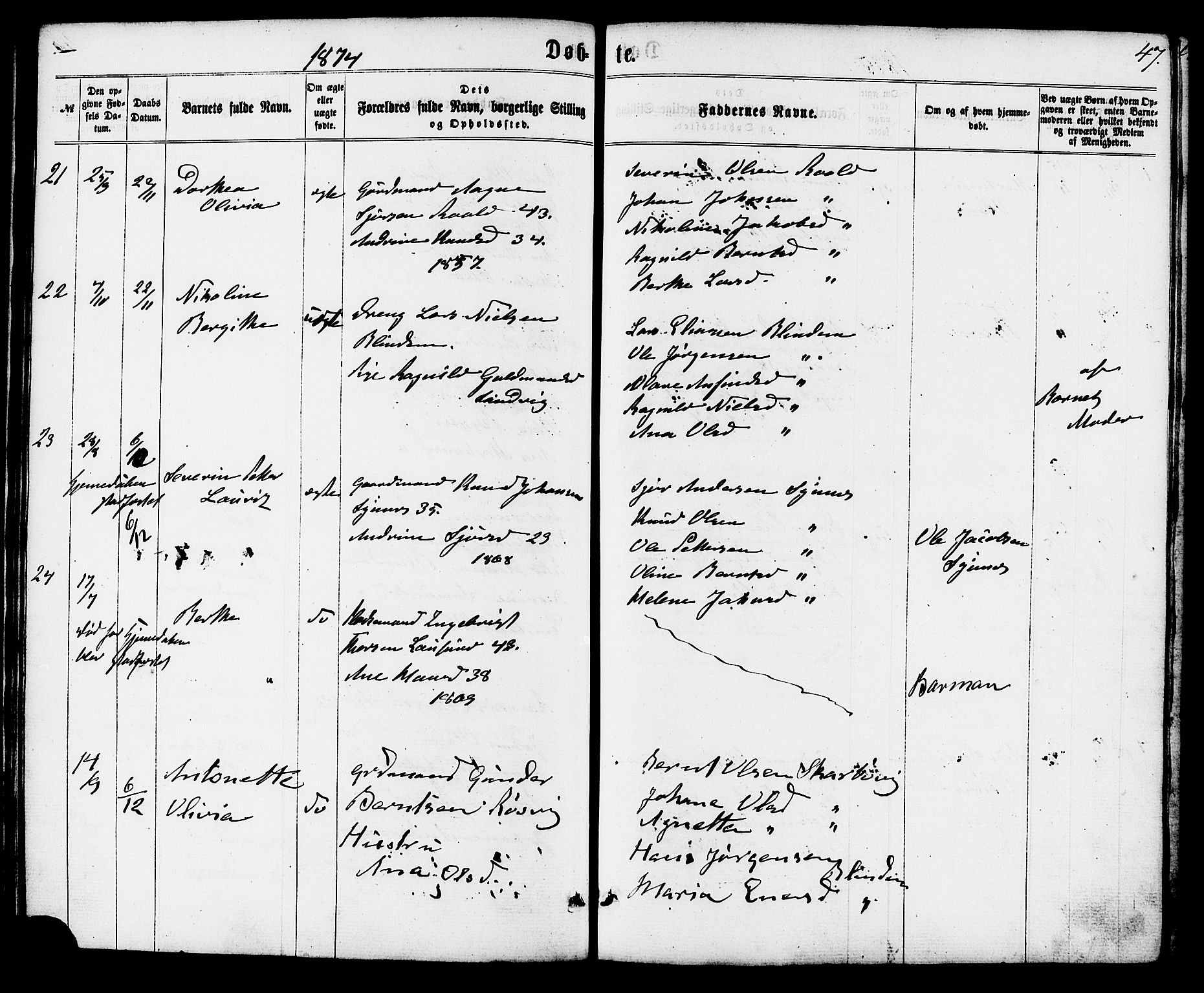 Ministerialprotokoller, klokkerbøker og fødselsregistre - Møre og Romsdal, AV/SAT-A-1454/537/L0518: Parish register (official) no. 537A02, 1862-1876, p. 47