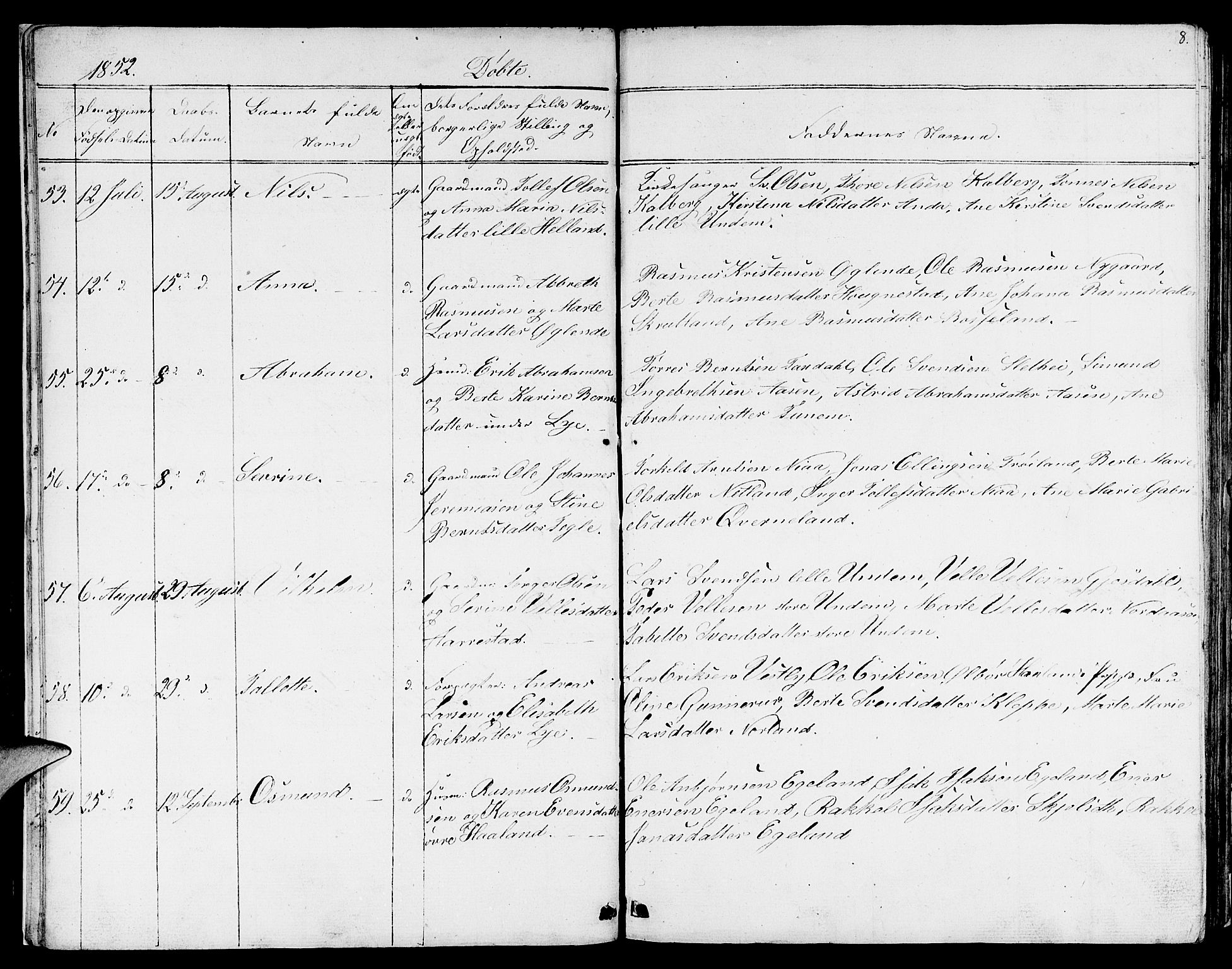 Lye sokneprestkontor, AV/SAST-A-101794/001/30BB/L0002: Parish register (copy) no. B 2, 1852-1867, p. 8