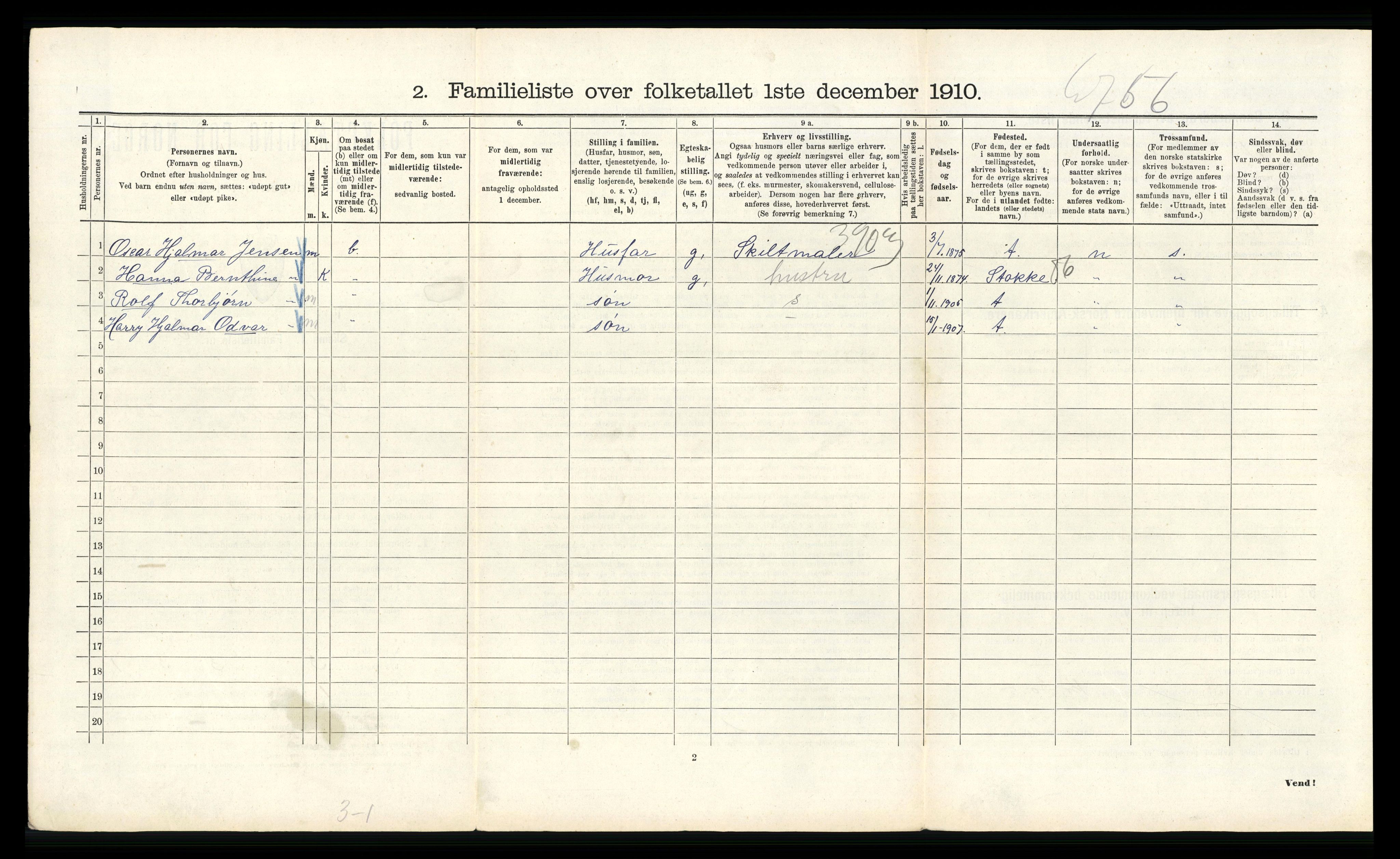 RA, 1910 census for Kristiania, 1910, p. 63186