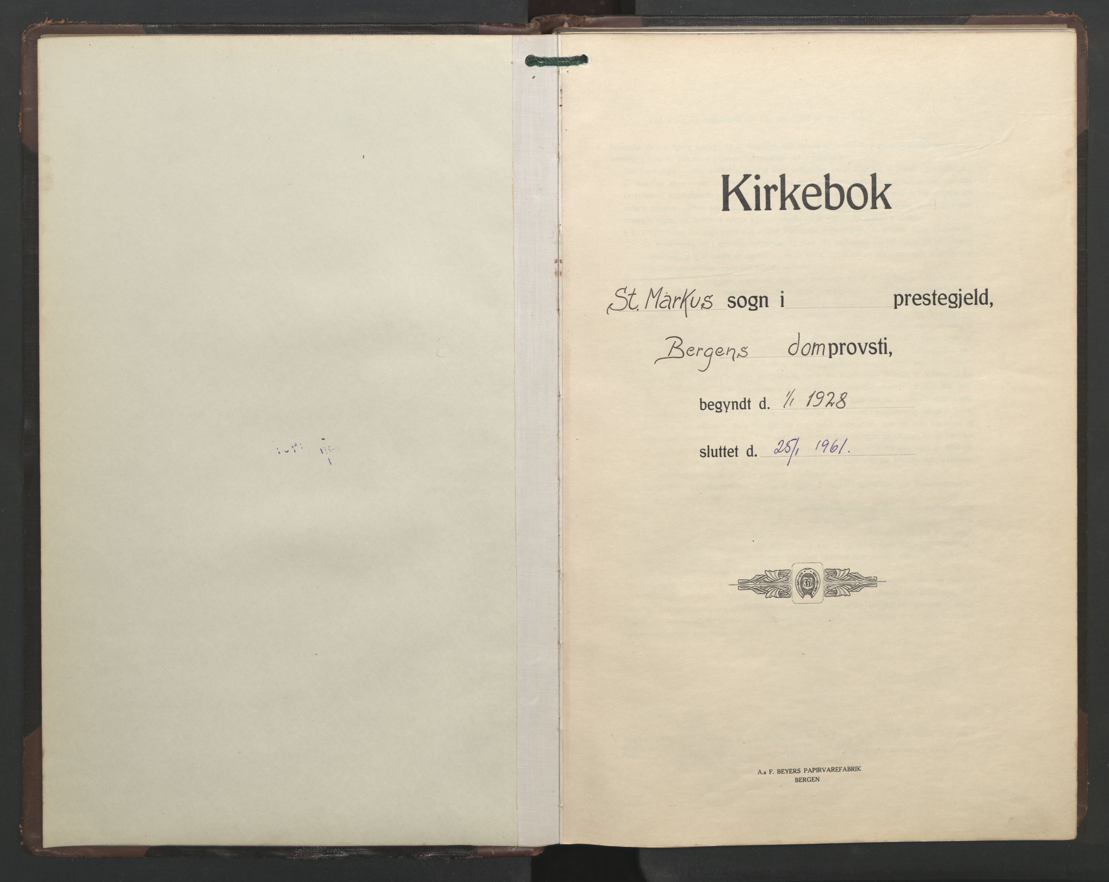 St. Markus sokneprestembete, SAB/A-99935: Parish register (copy) no. D 1, 1928-1961