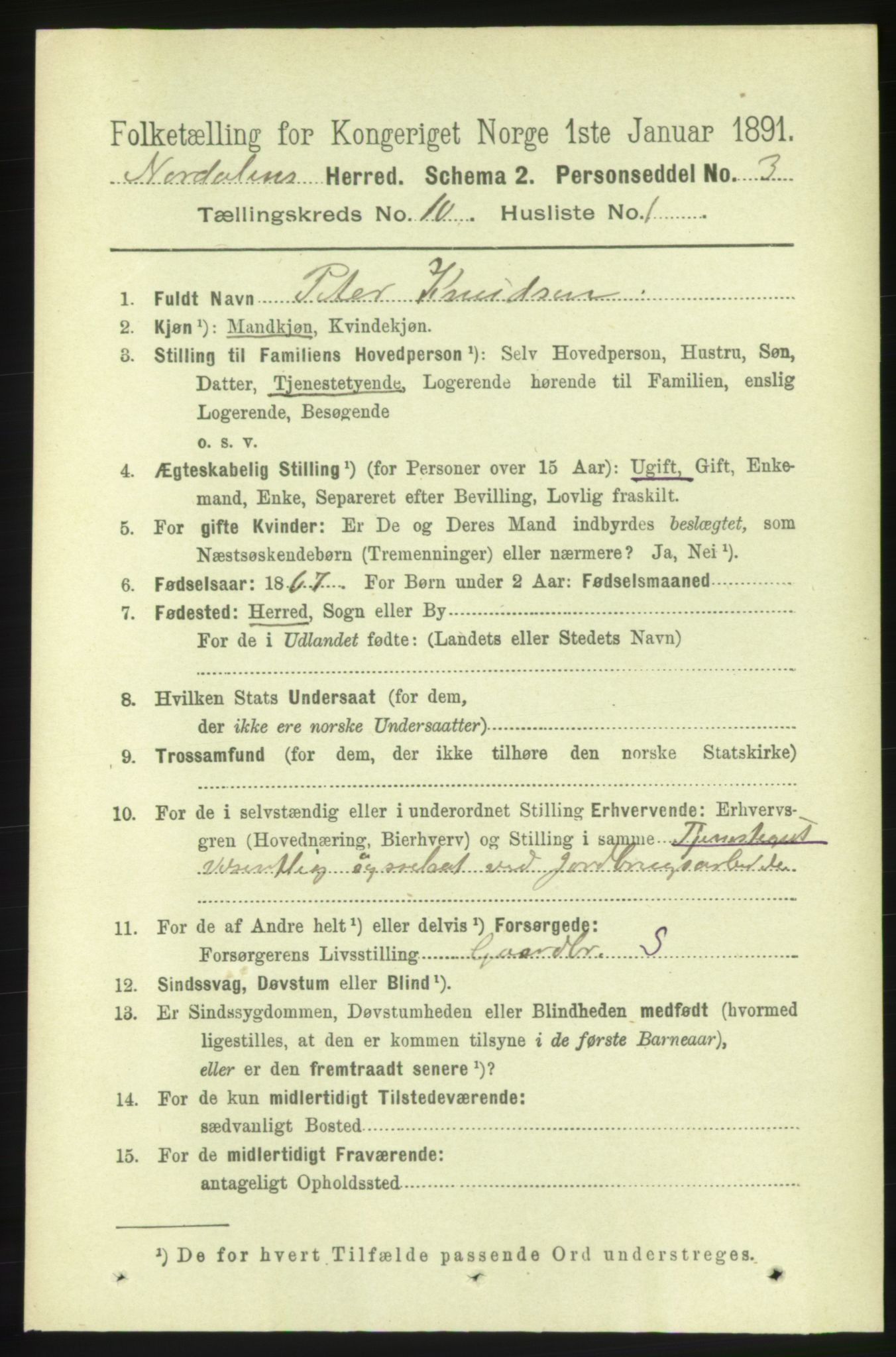 RA, 1891 census for 1524 Norddal, 1891, p. 2199