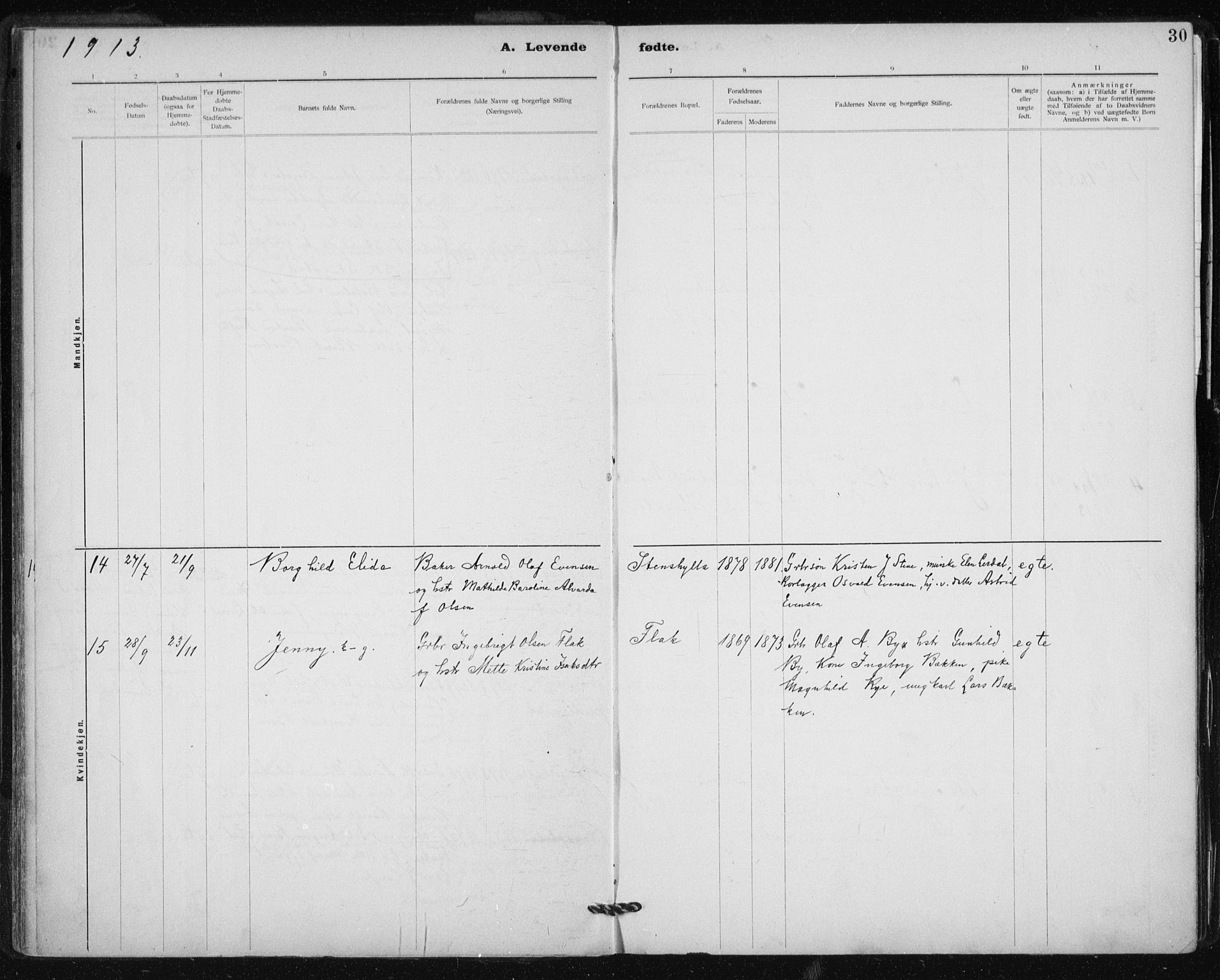 Ministerialprotokoller, klokkerbøker og fødselsregistre - Sør-Trøndelag, SAT/A-1456/612/L0381: Parish register (official) no. 612A13, 1907-1923, p. 30