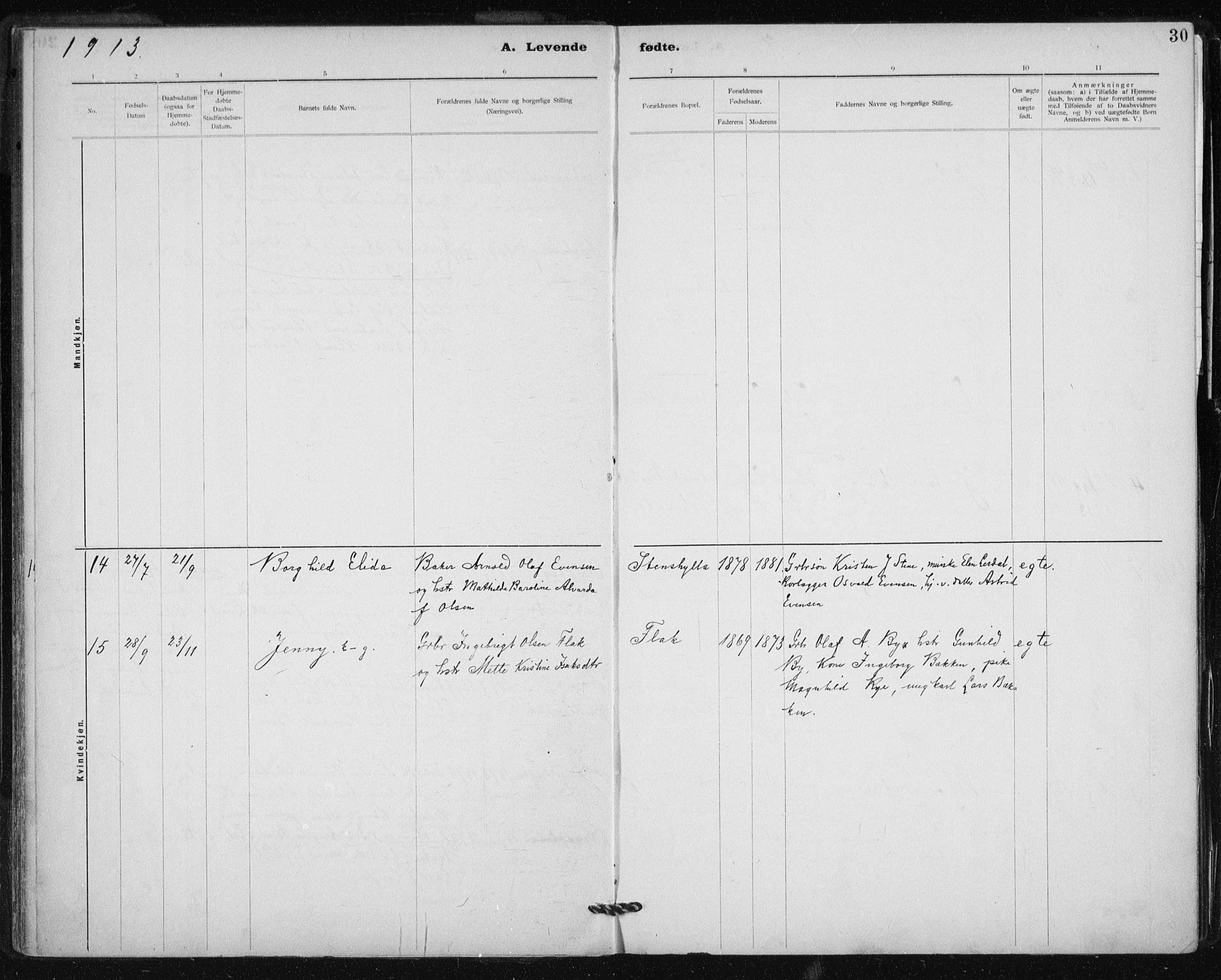 Ministerialprotokoller, klokkerbøker og fødselsregistre - Sør-Trøndelag, AV/SAT-A-1456/612/L0381: Parish register (official) no. 612A13, 1907-1923, p. 30