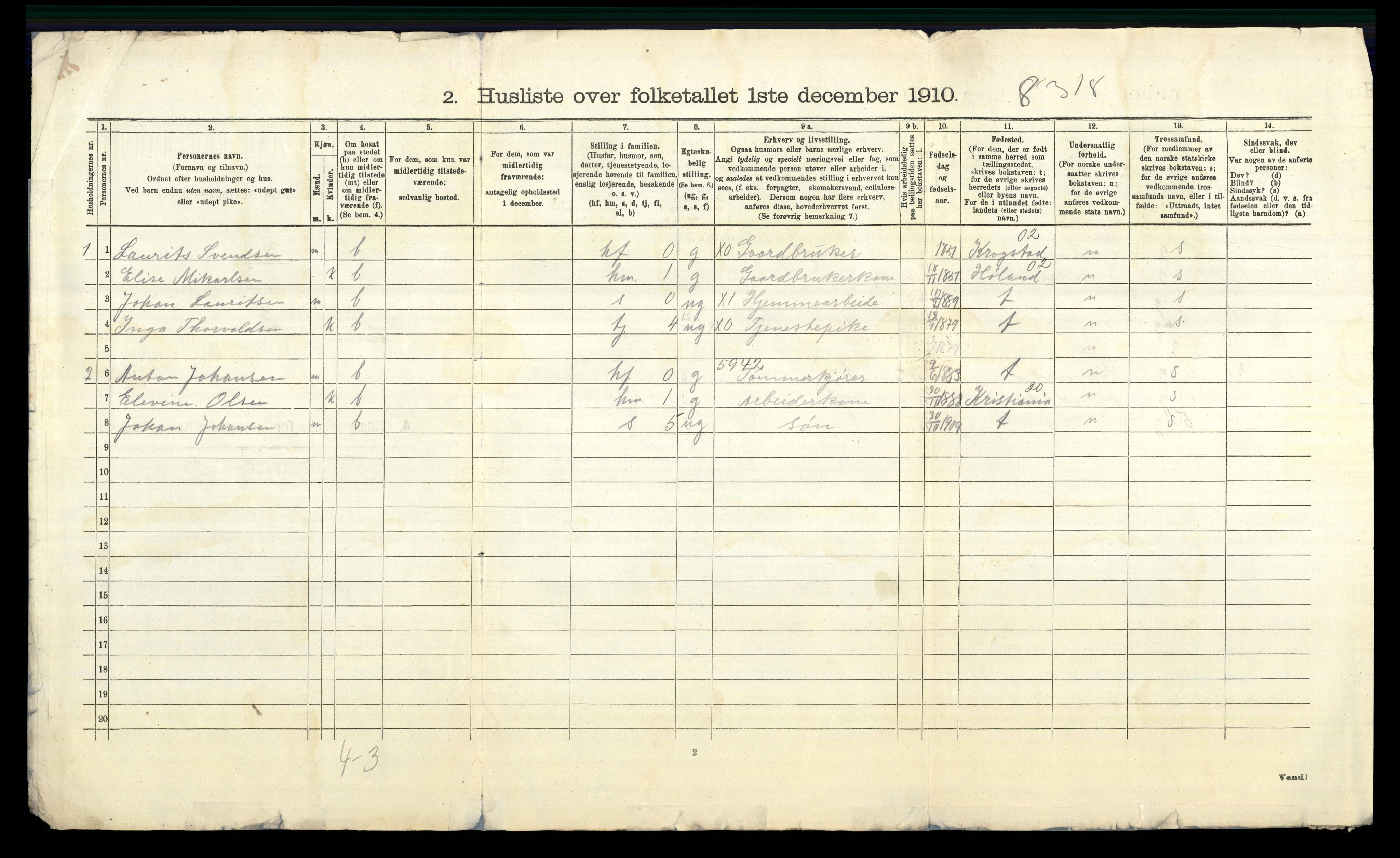 RA, 1910 census for Enebakk, 1910, p. 40