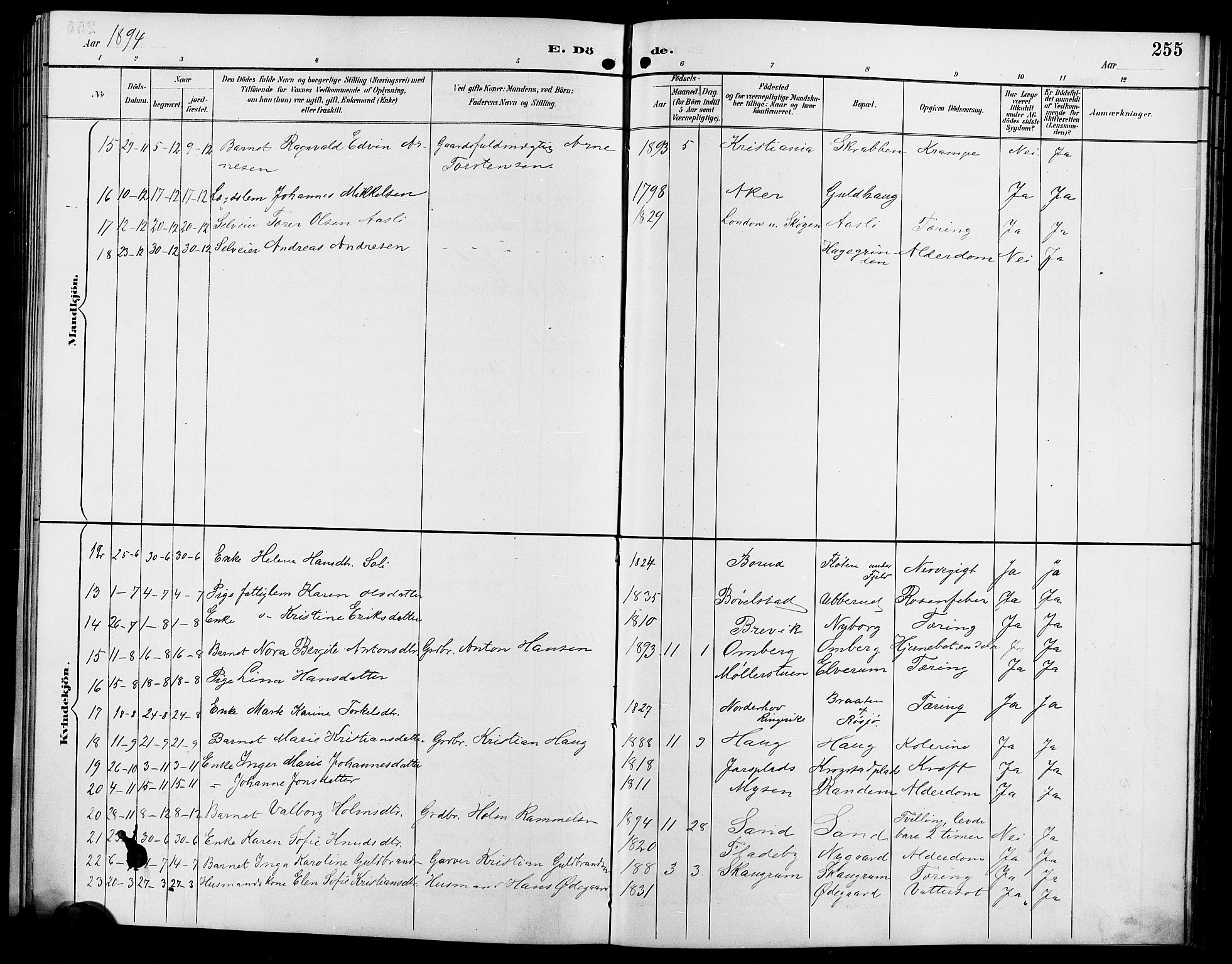 Enebakk prestekontor Kirkebøker, AV/SAO-A-10171c/G/Ga/L0006: Parish register (copy) no. I 6, 1889-1911, p. 255