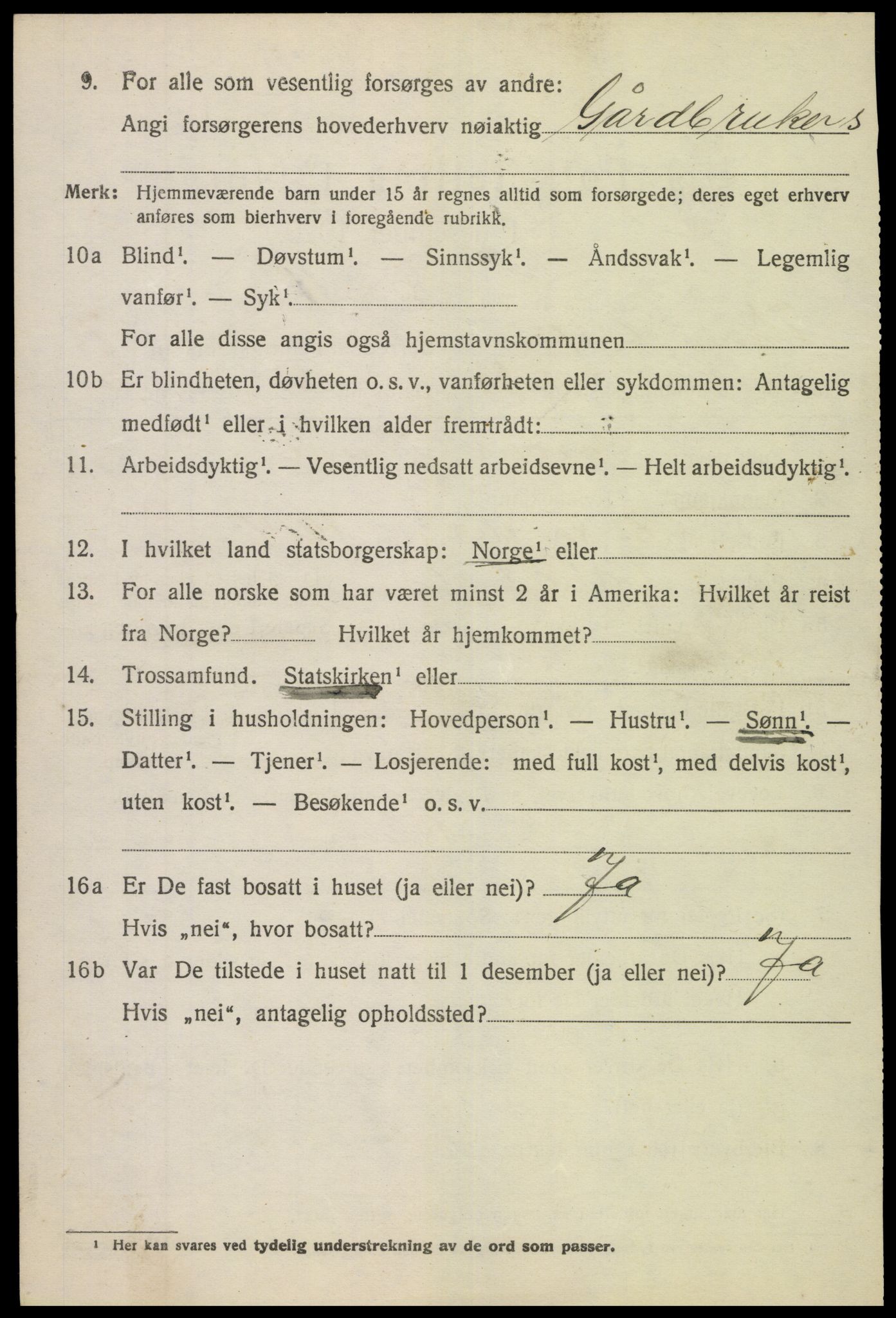 SAH, 1920 census for Vang (Oppland), 1920, p. 3386