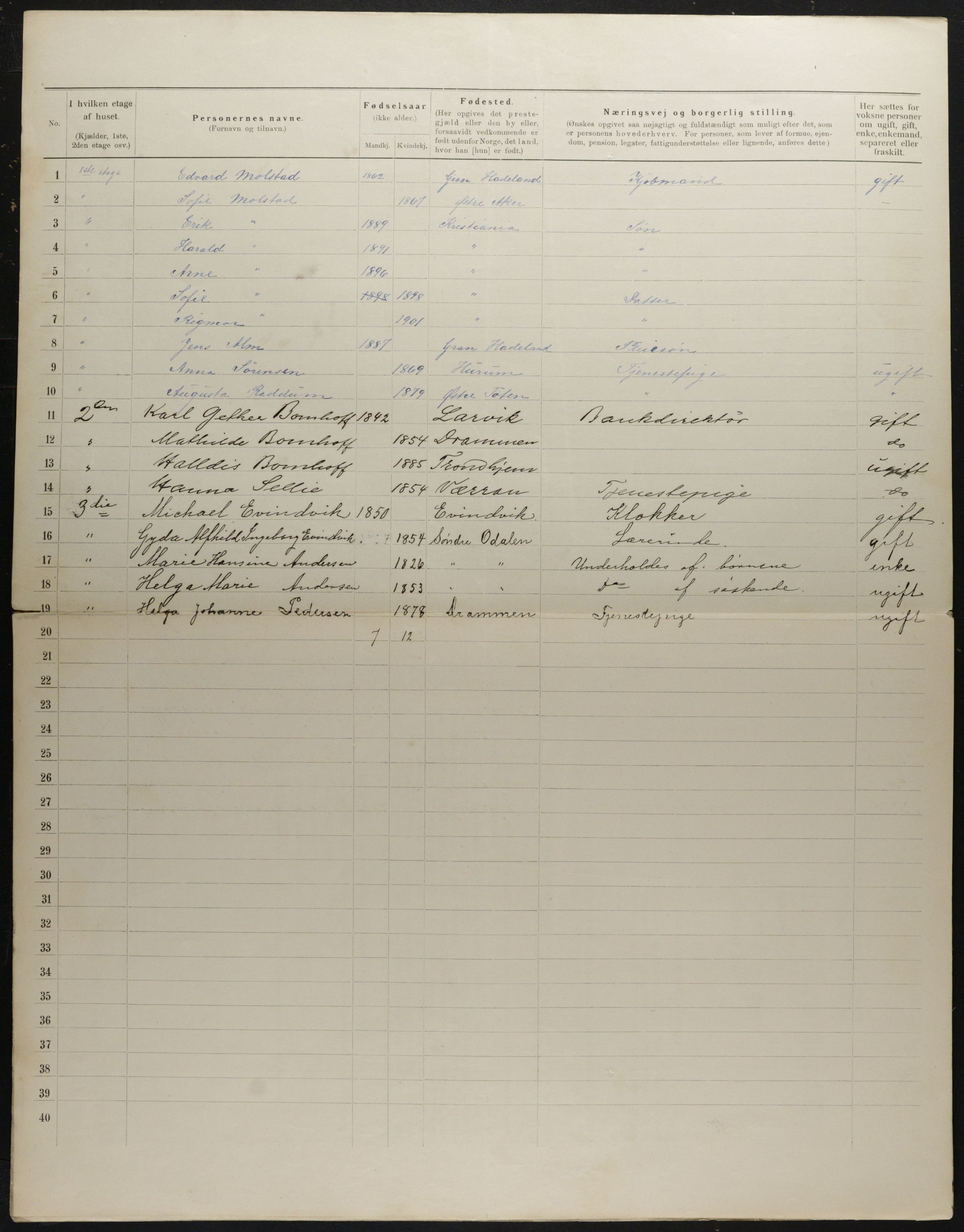 OBA, Municipal Census 1901 for Kristiania, 1901, p. 2141