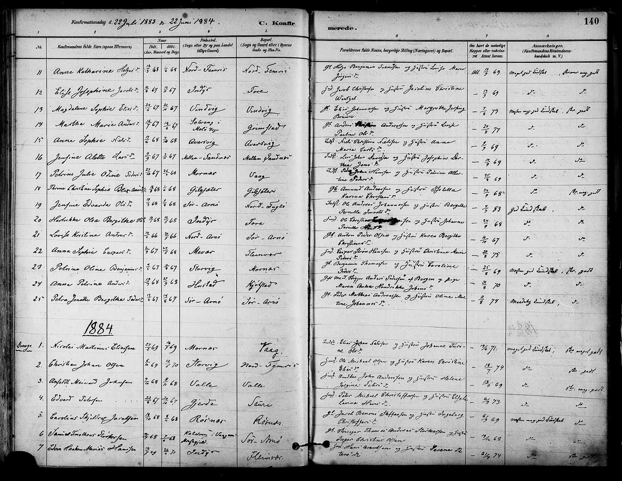 Ministerialprotokoller, klokkerbøker og fødselsregistre - Nordland, AV/SAT-A-1459/805/L0099: Parish register (official) no. 805A06, 1880-1891, p. 140