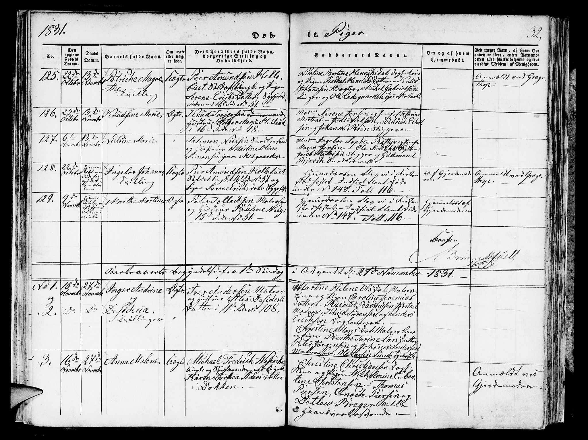 Domkirken sokneprestembete, AV/SAB-A-74801/H/Hab/L0006: Parish register (copy) no. A 6, 1827-1834, p. 32