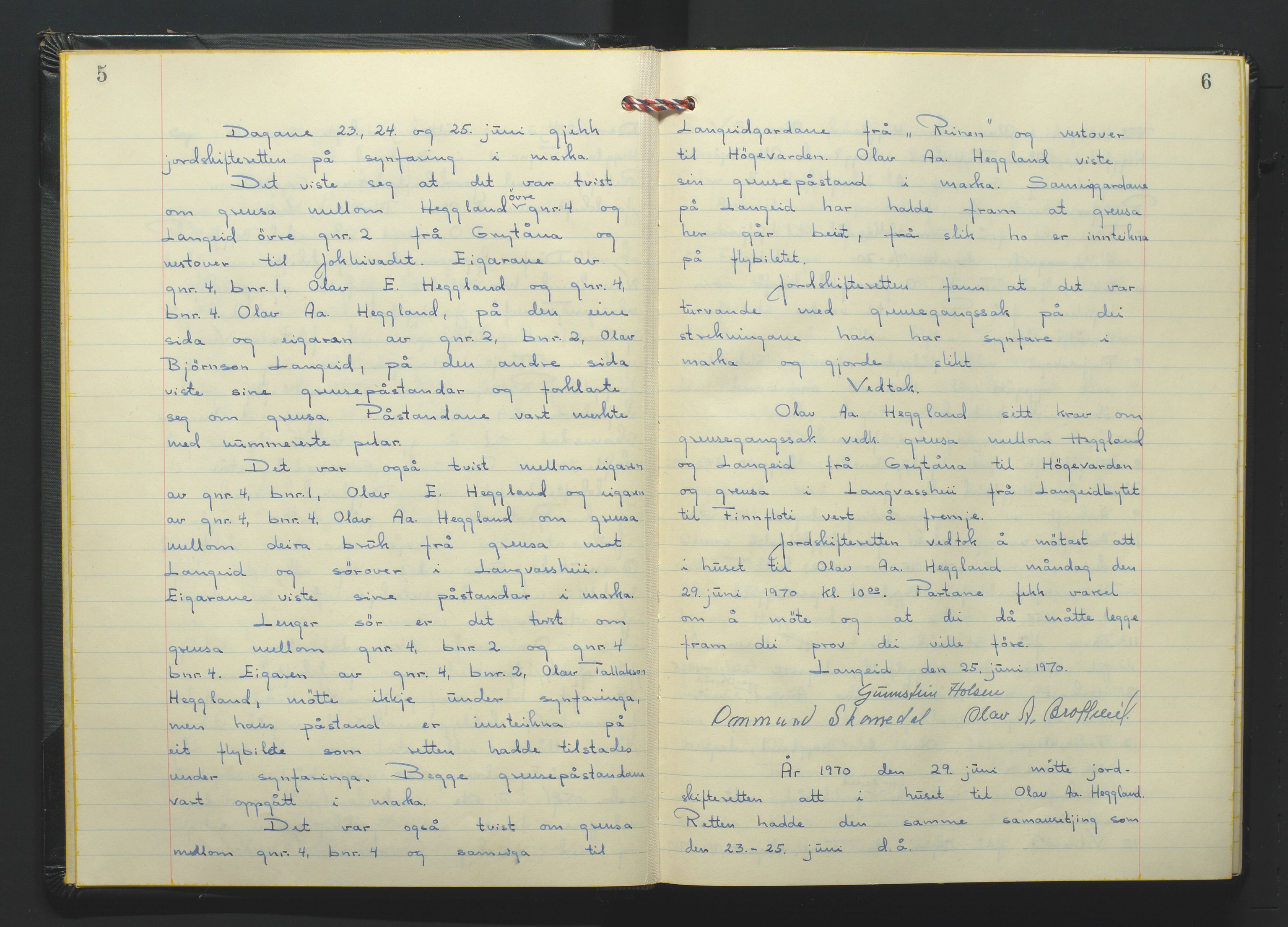 Setesdal jordskifterett, AV/SAK-1541-0008/F/Fa/Faa/L0012: Jordskifteprotokoll med gårdsregister, Setesdal domssokn nr 27 (II), 1970-1971