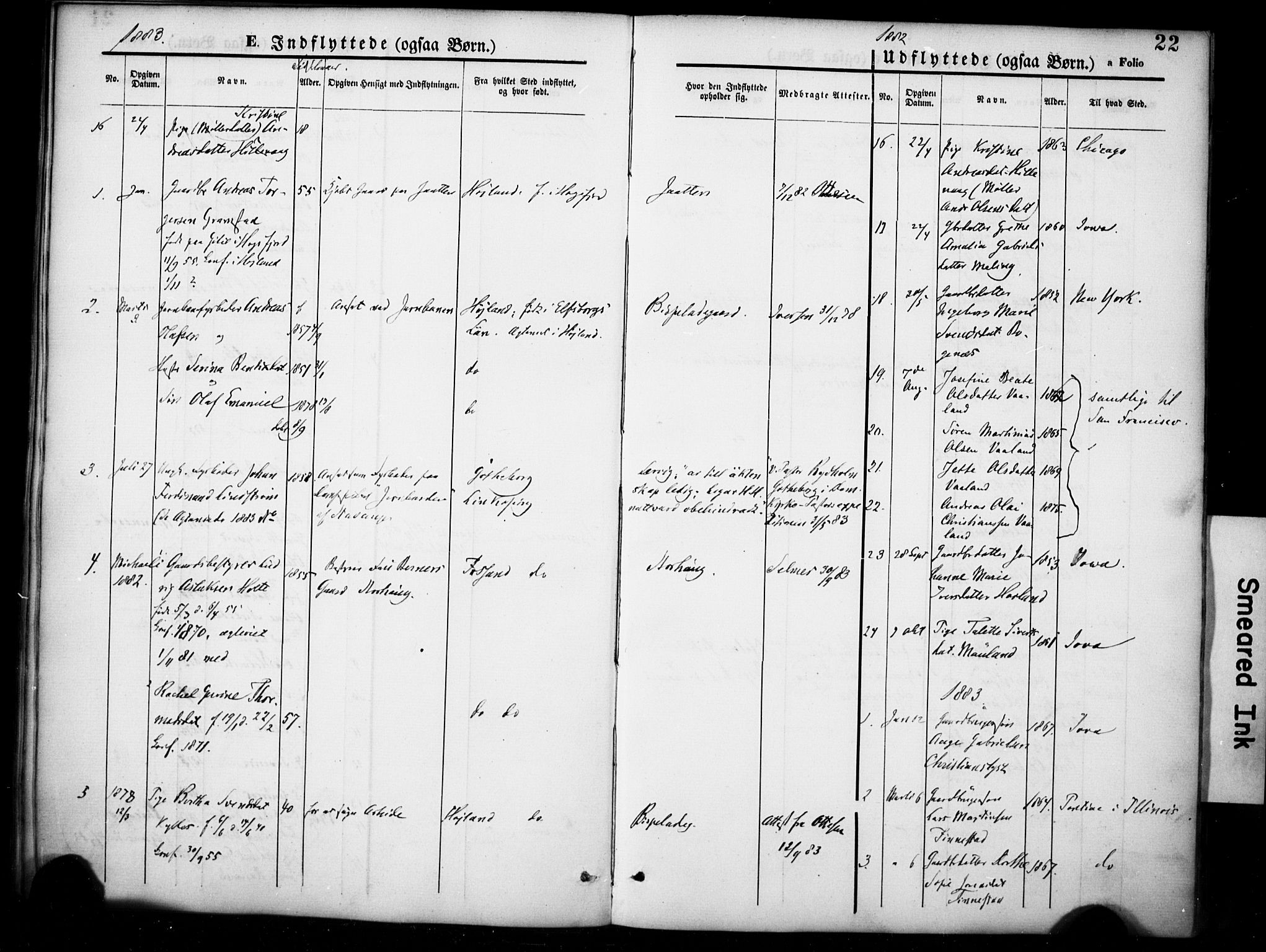 Hetland sokneprestkontor, SAST/A-101826/30/30BA/L0007: Parish register (official) no. A 7, 1870-1924, p. 22