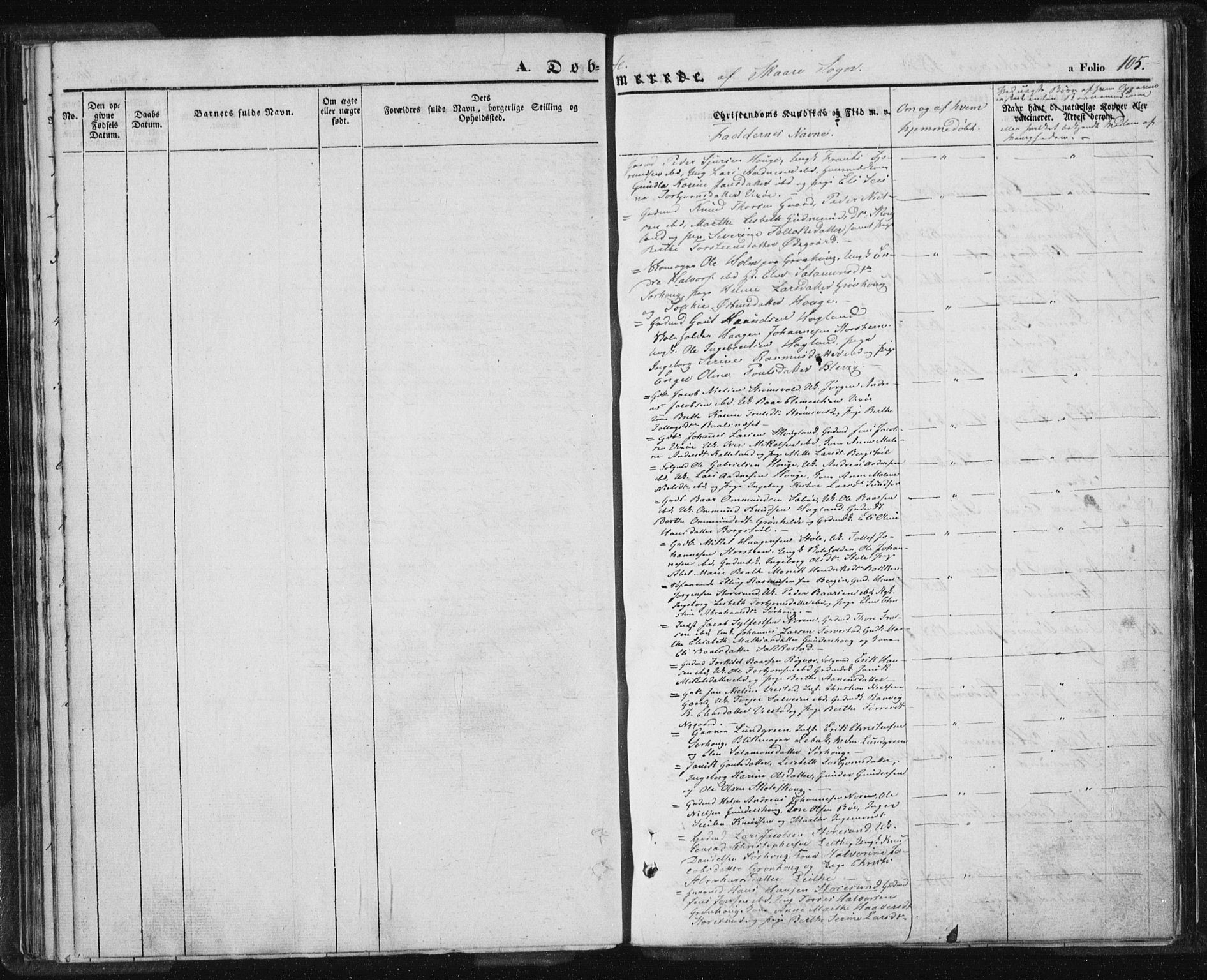 Torvastad sokneprestkontor, SAST/A -101857/H/Ha/Haa/L0005: Parish register (official) no. A 5, 1836-1847, p. 105