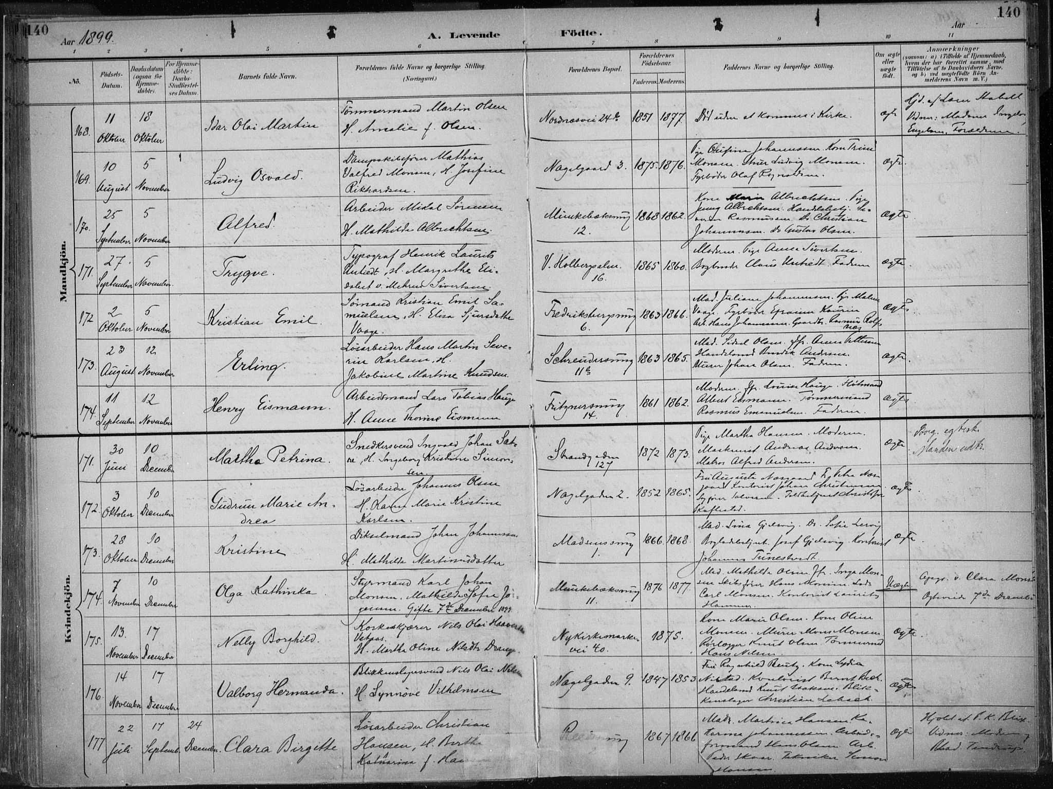 Nykirken Sokneprestembete, AV/SAB-A-77101/H/Haa/L0018: Parish register (official) no. B 6, 1895-1903, p. 140