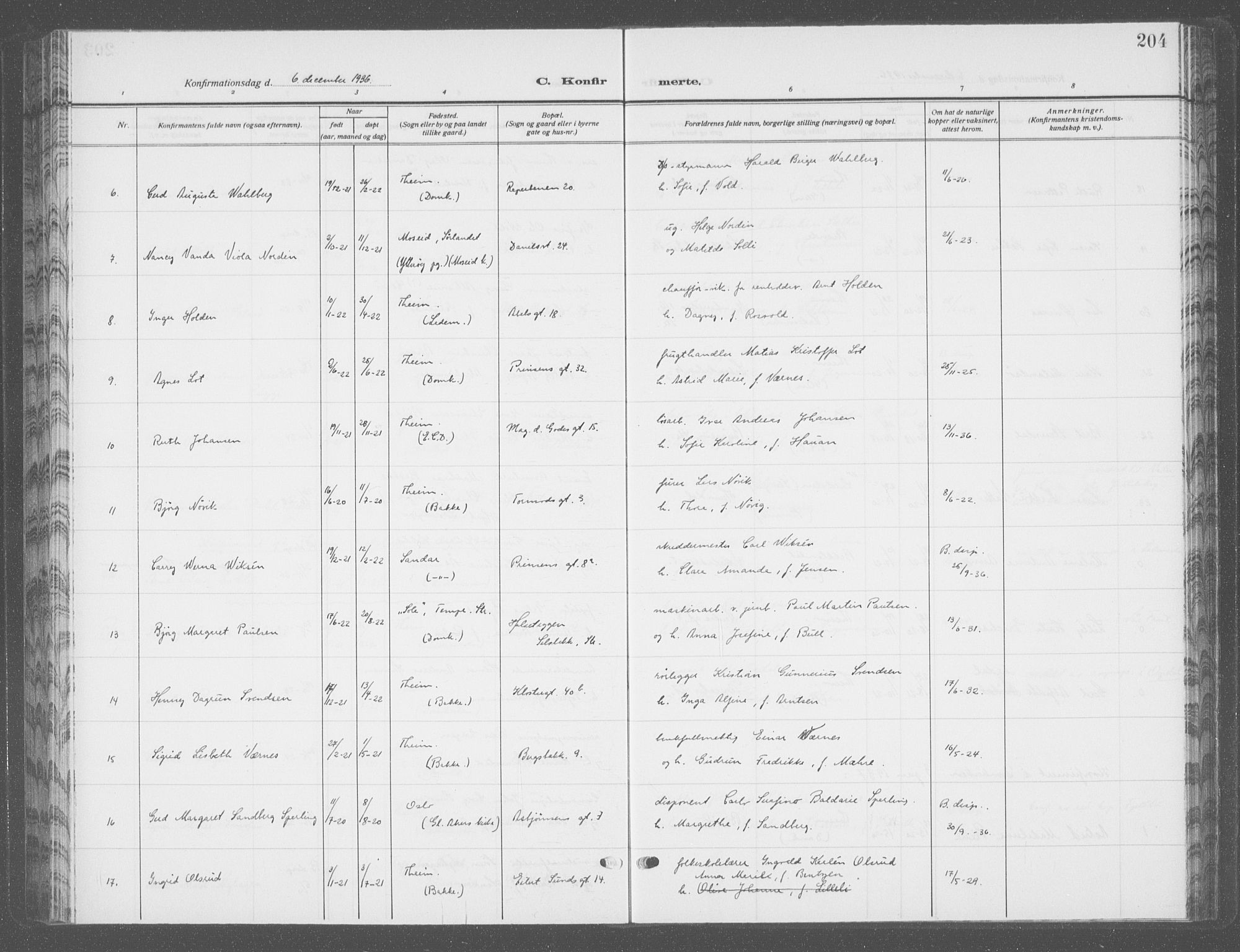Ministerialprotokoller, klokkerbøker og fødselsregistre - Sør-Trøndelag, SAT/A-1456/601/L0099: Parish register (copy) no. 601C17, 1928-1941, p. 204